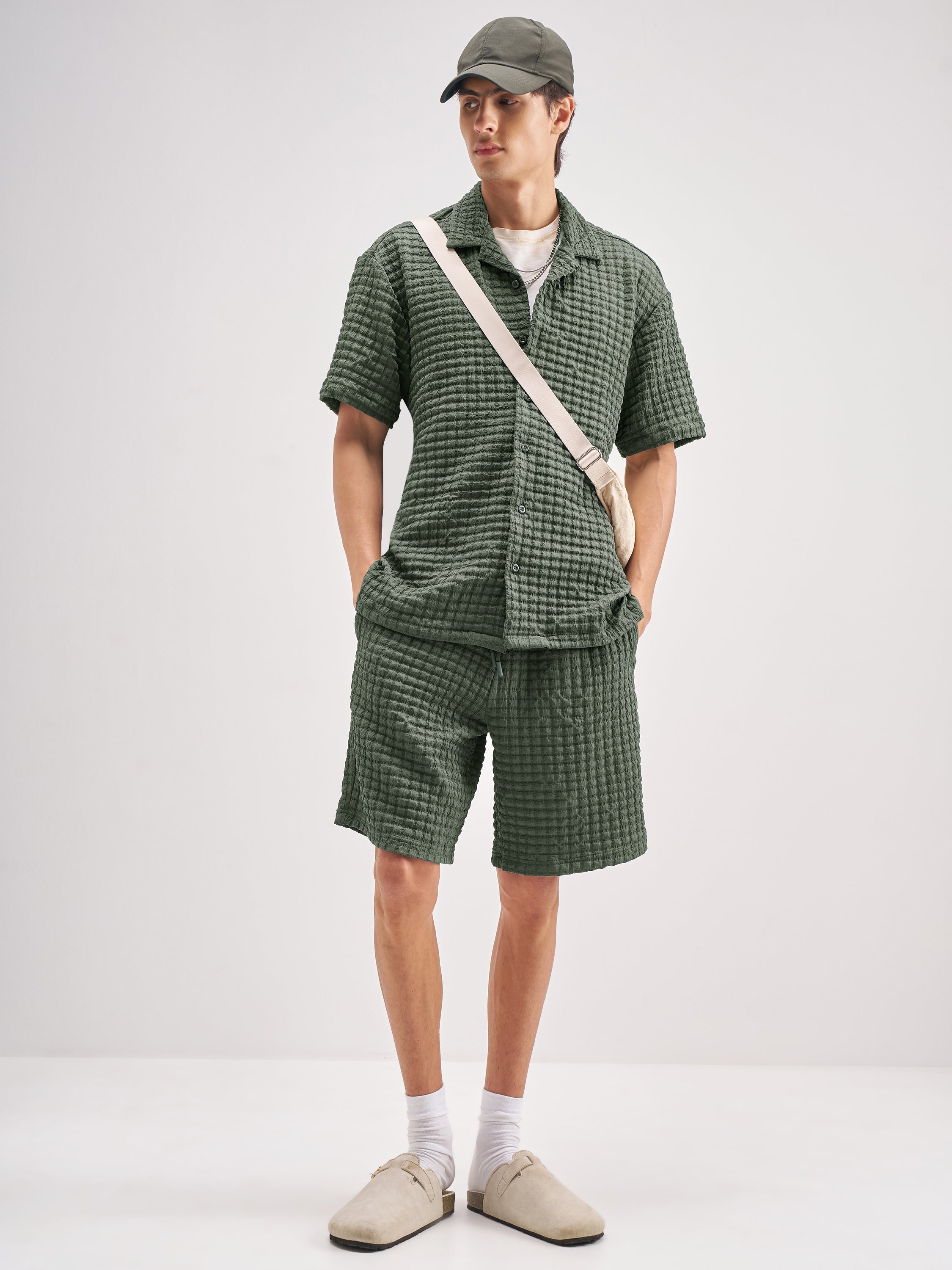Highlander Men Olive Shirt With Shorts Co-Ords - Olive - Image 2