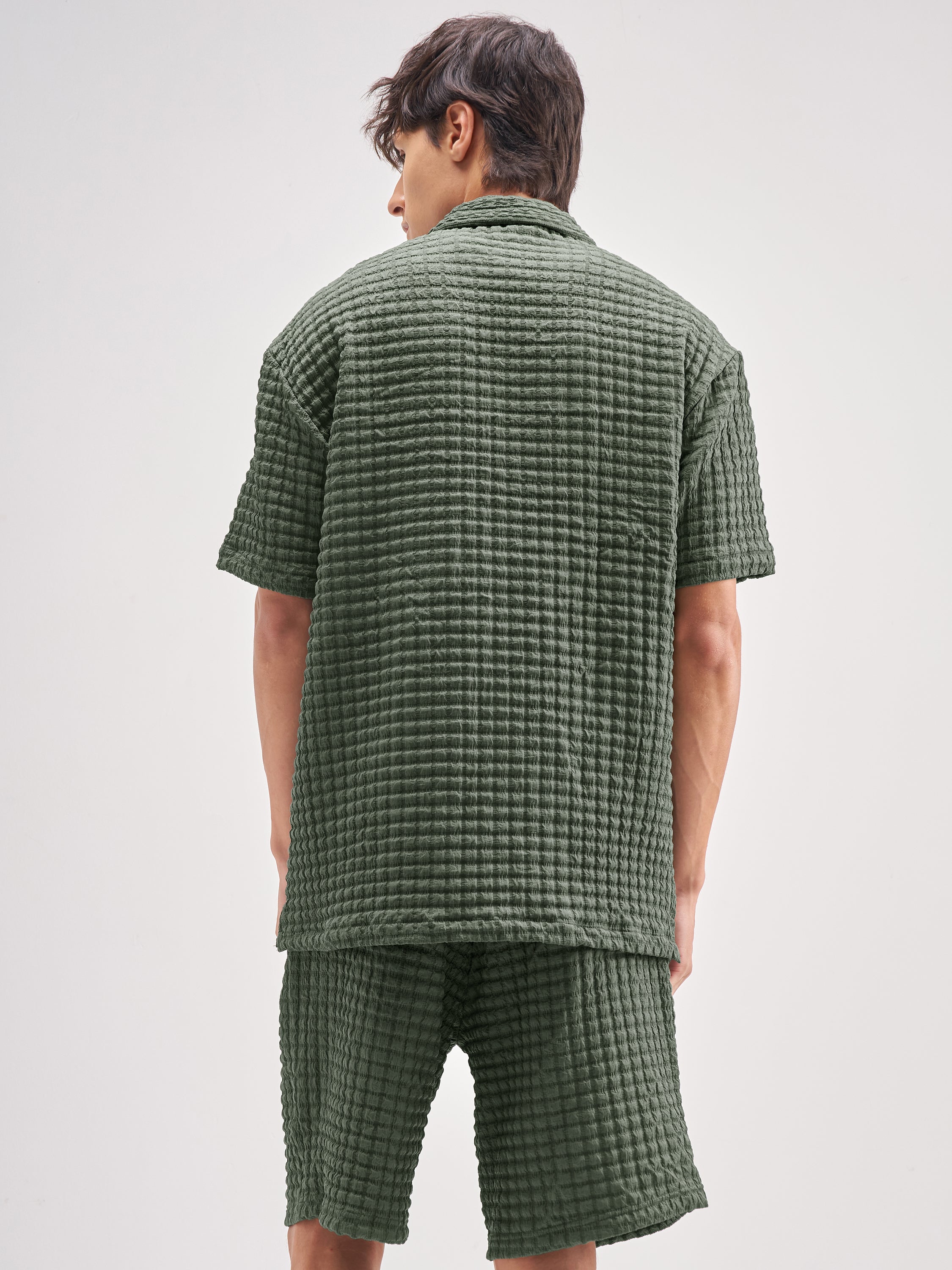 Highlander Men Olive Shirt With Shorts Co-Ords - Olive - Image 3