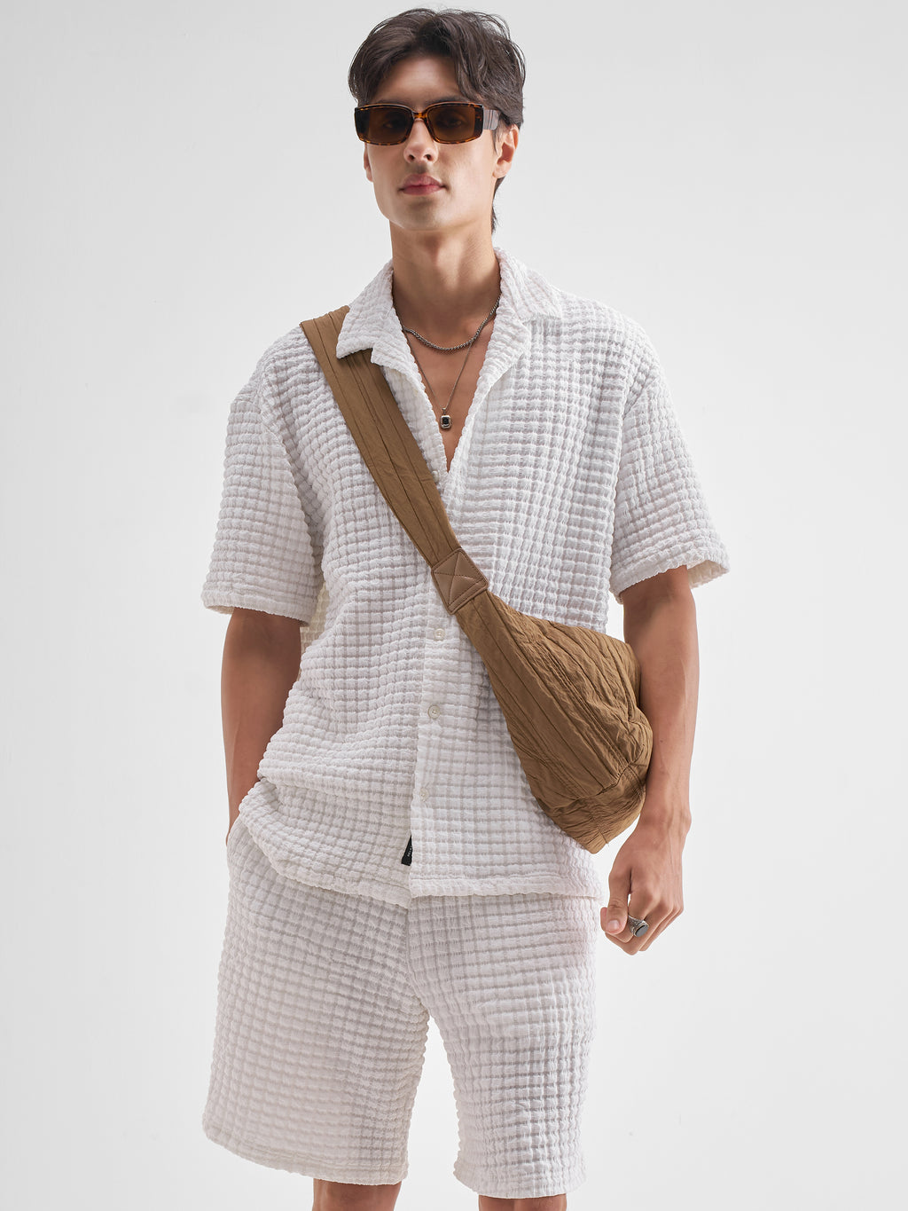 Highlander Men White Shirt With Shorts Co-Ords - White - Image 1