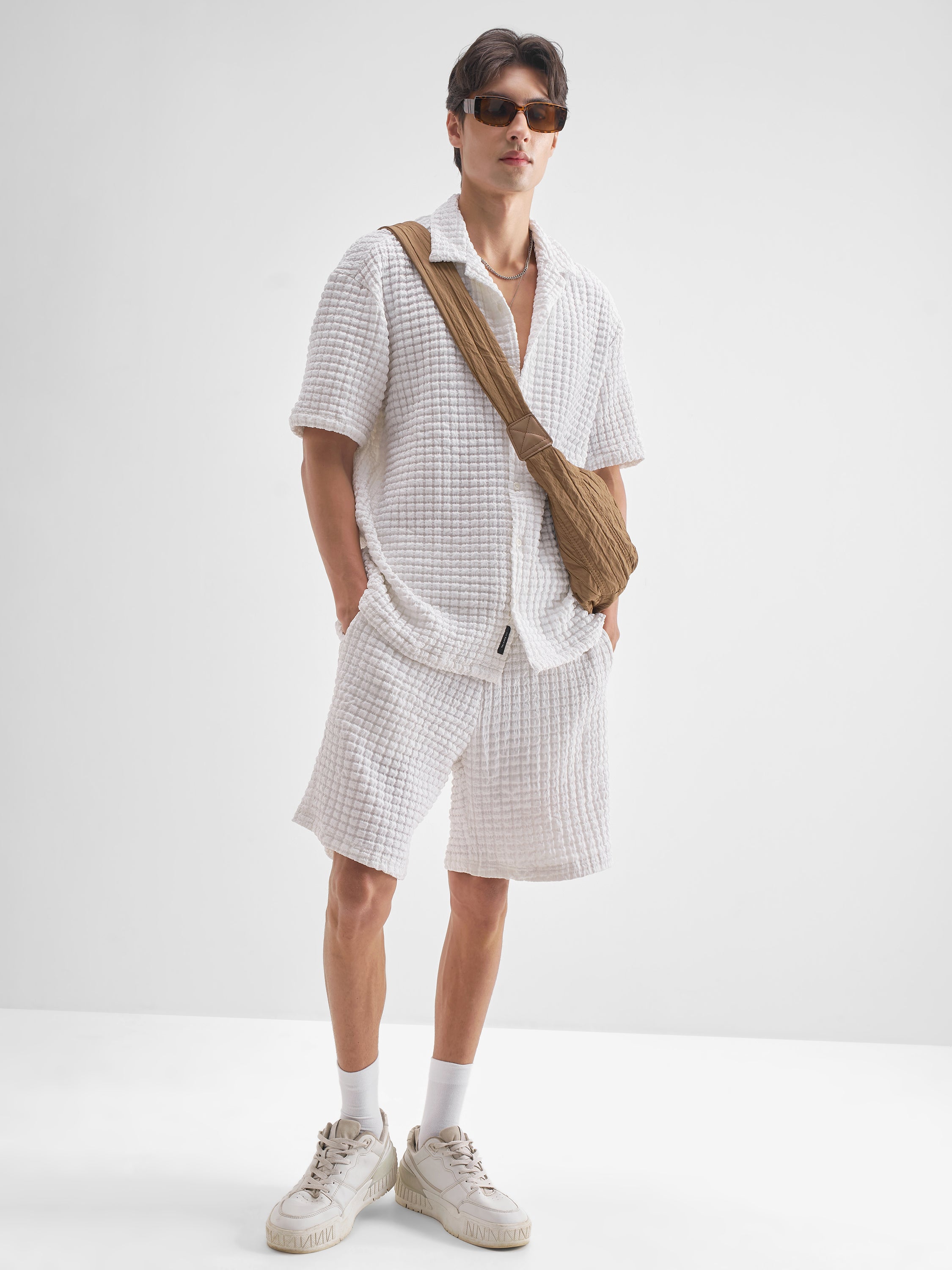 Highlander Men White Shirt With Shorts Co-Ords - White - Image 2