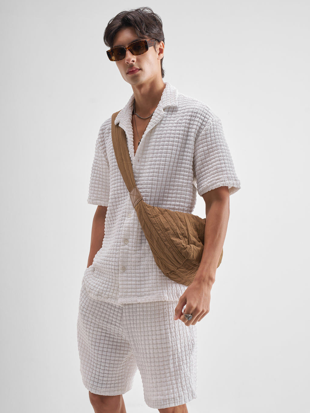 Highlander Men White Shirt With Shorts Co-Ords - White - Image 4