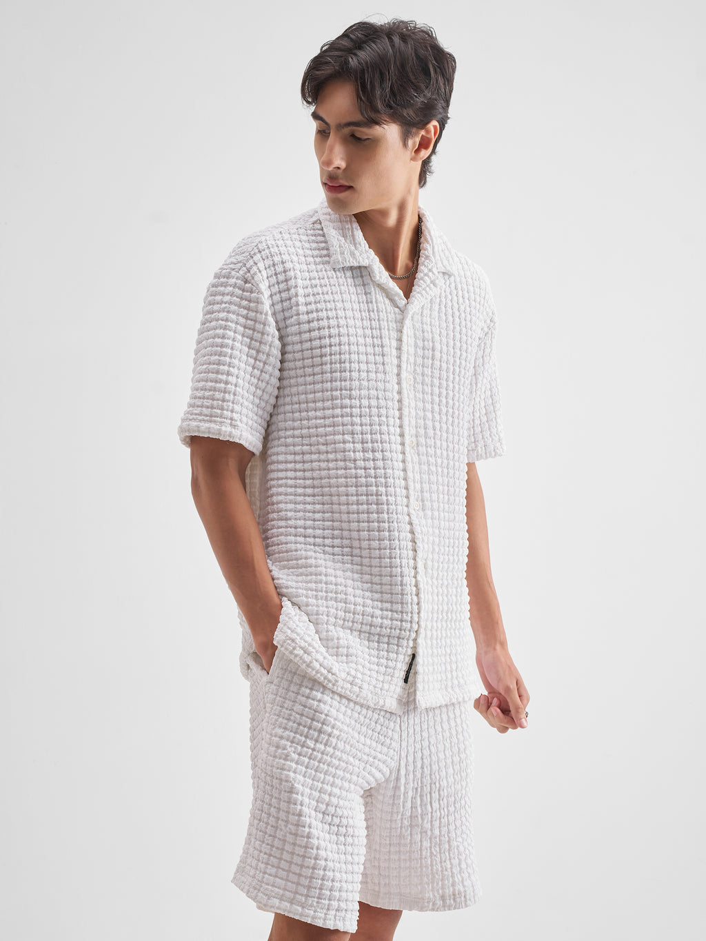 Highlander Men White Shirt With Shorts Co-Ords - White - Image 6