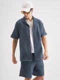 Highlander Men Navy Blue Shirt With Shorts Co-Ords - Navy Blue - Image 1