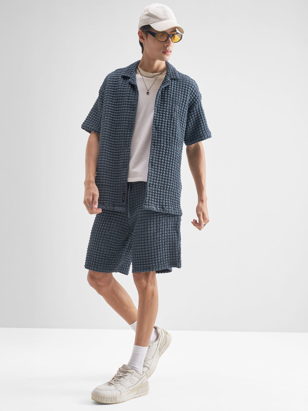 Highlander Men Navy Blue Shirt With Shorts Co-Ords - Navy Blue - Image 2