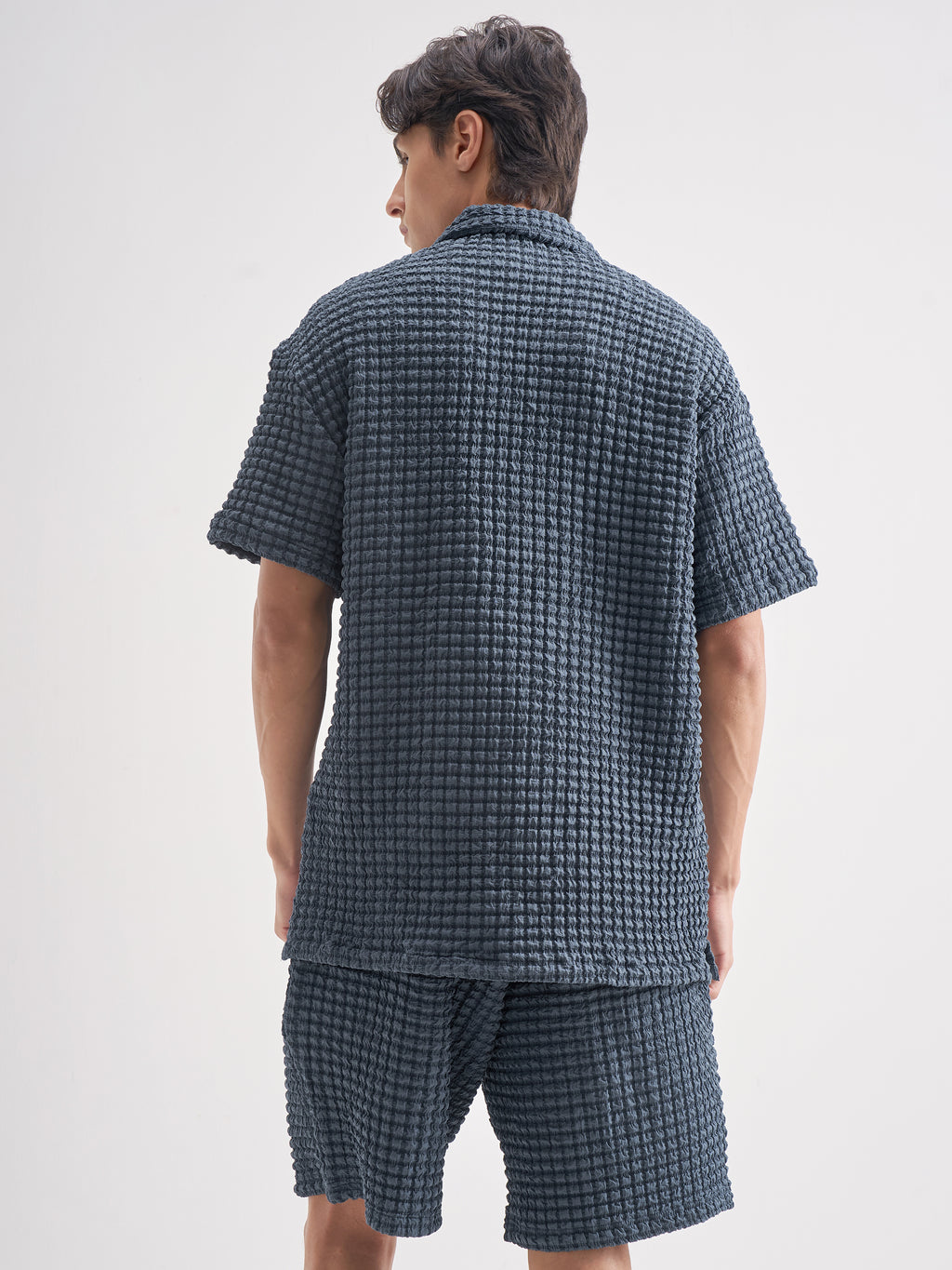 Highlander Men Navy Blue Shirt With Shorts Co-Ords - Navy Blue - Image 3