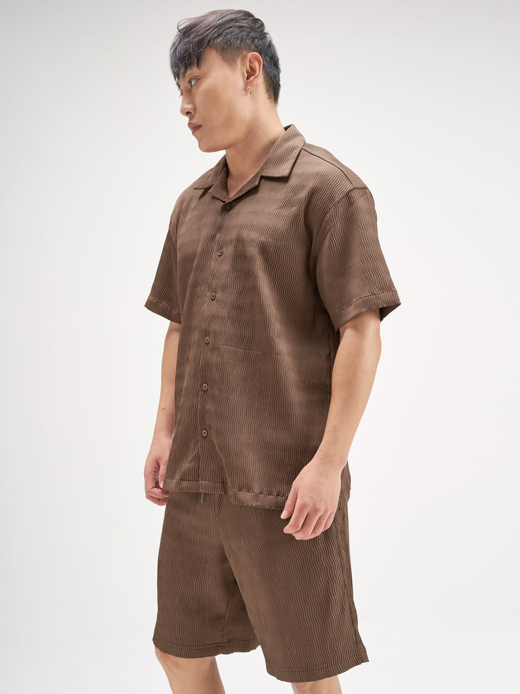 Highlander Men Brown Shirt With Shorts Co-Ords