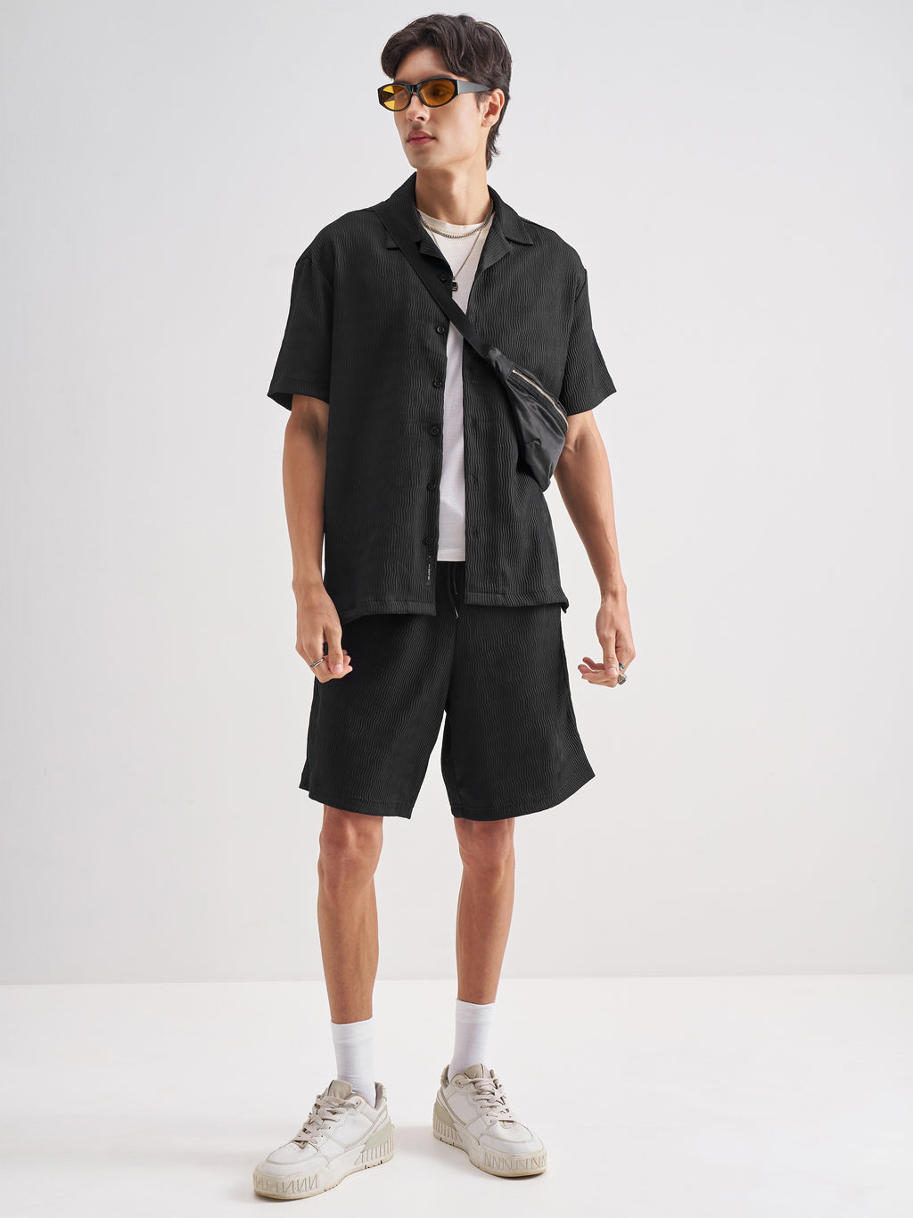 Highlander Men Black Shirt With Shorts Co-Ords