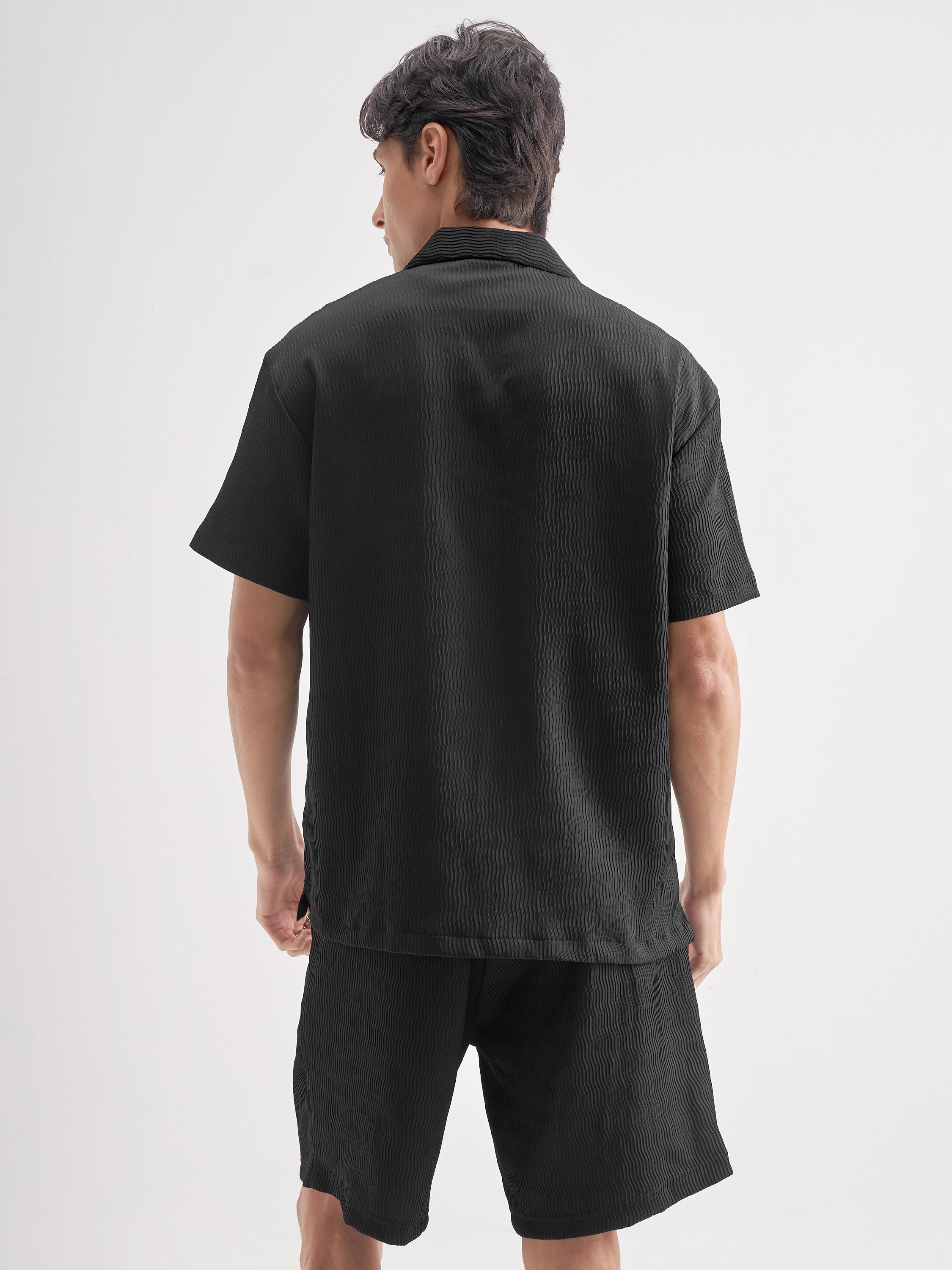 Highlander Men Black Shirt With Shorts Co-Ords
