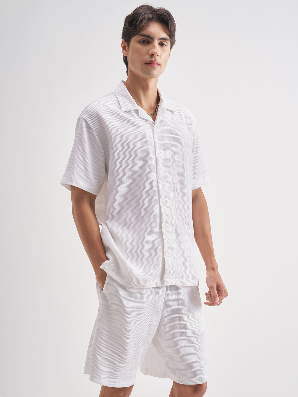 Highlander Men White Shirt With Shorts Co-Ords