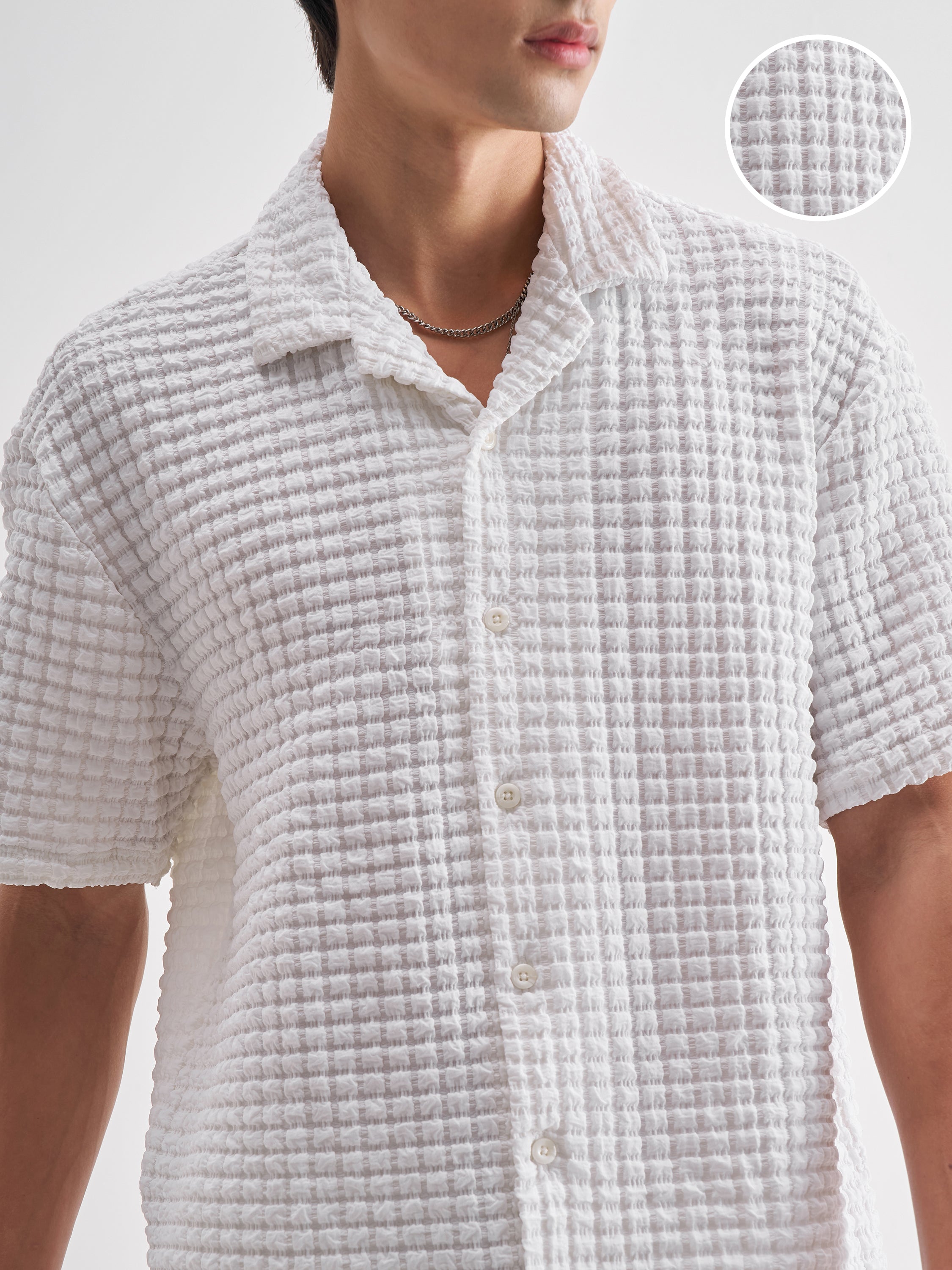 Highlander Men White Shirt With Shorts Co-Ords