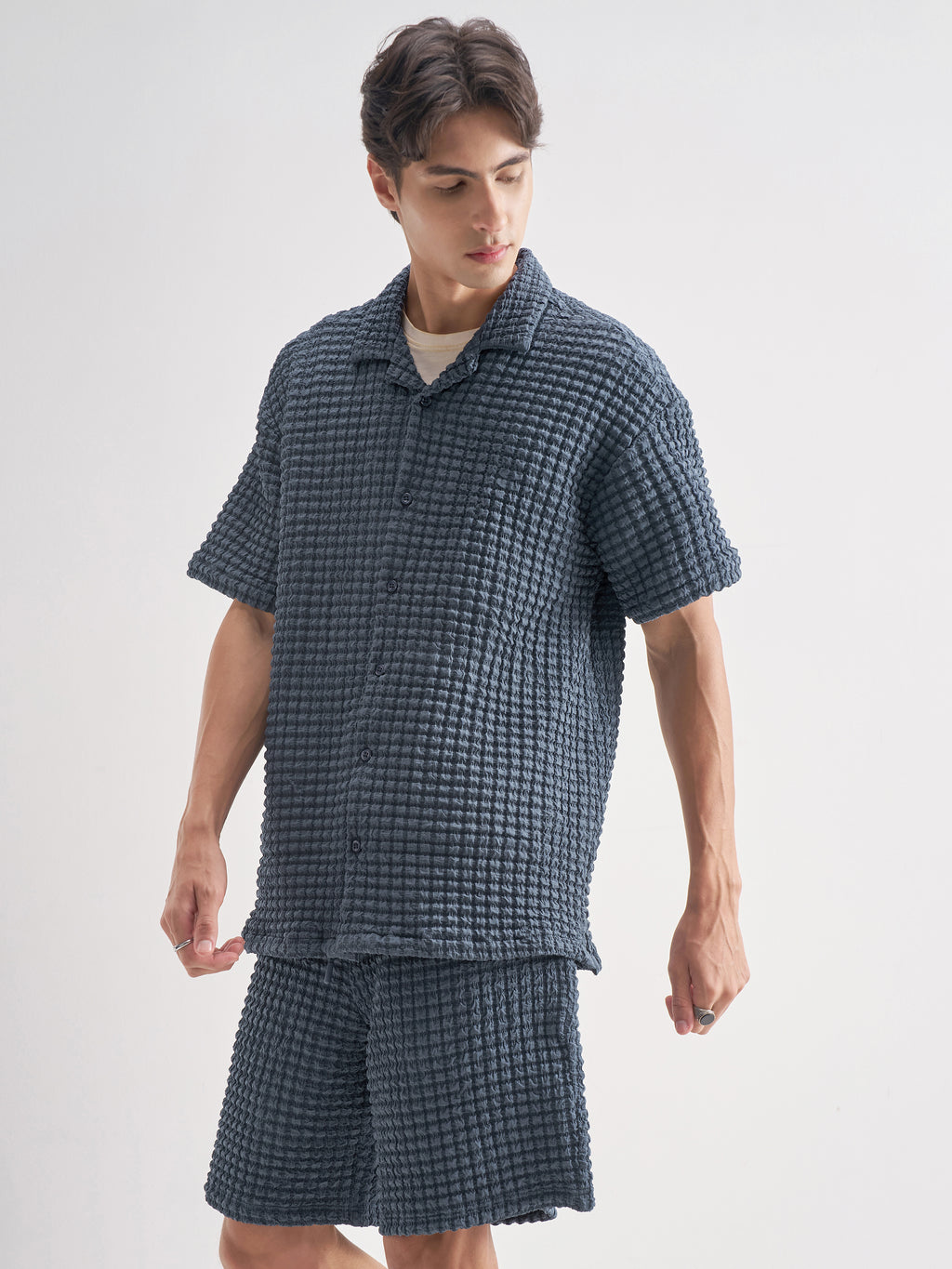 Highlander Men Blue Shirt With Shorts Co-Ords