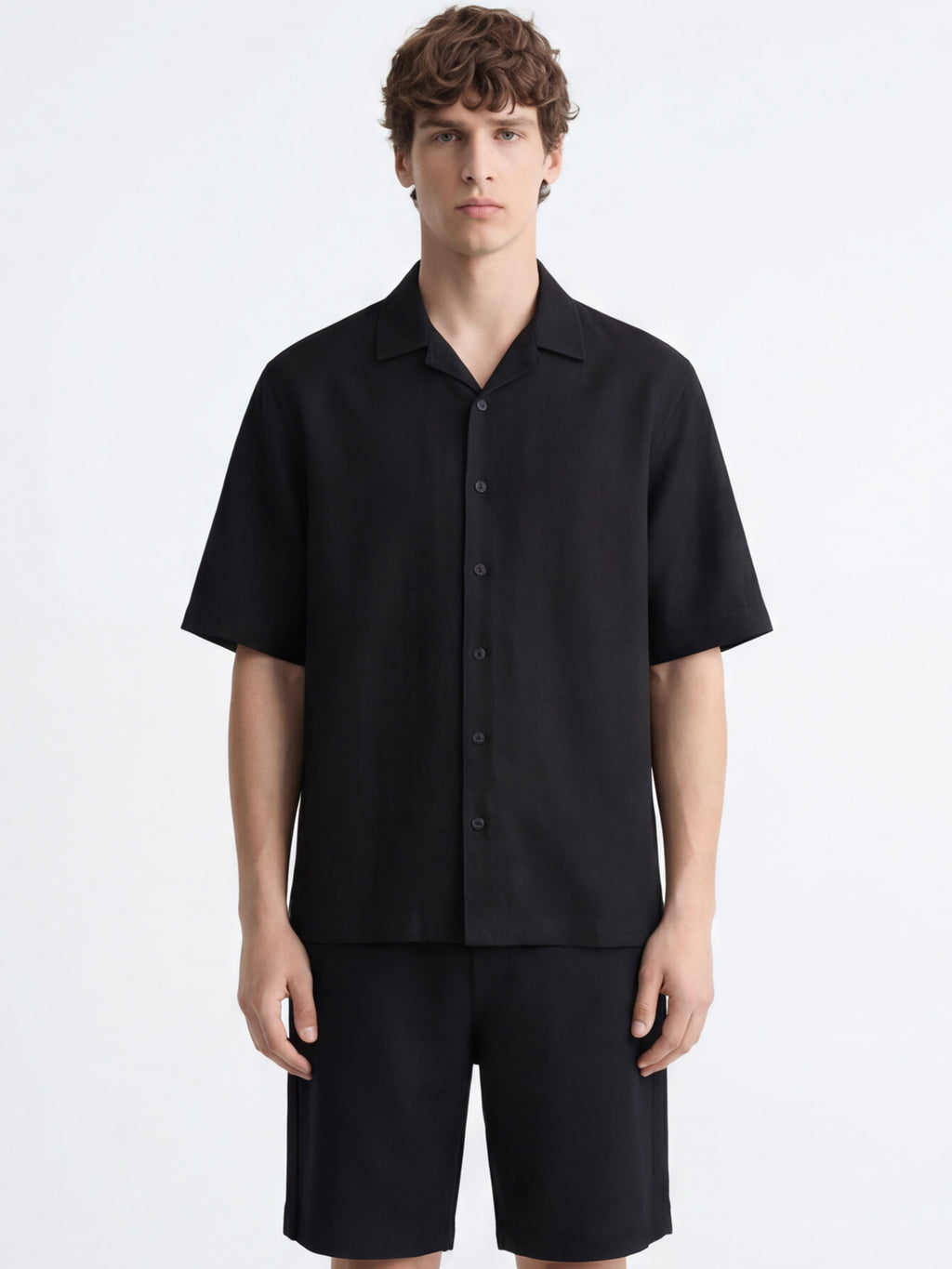 Highlander Men Black Shirt With Shorts Co-Ords - Black - Image 1