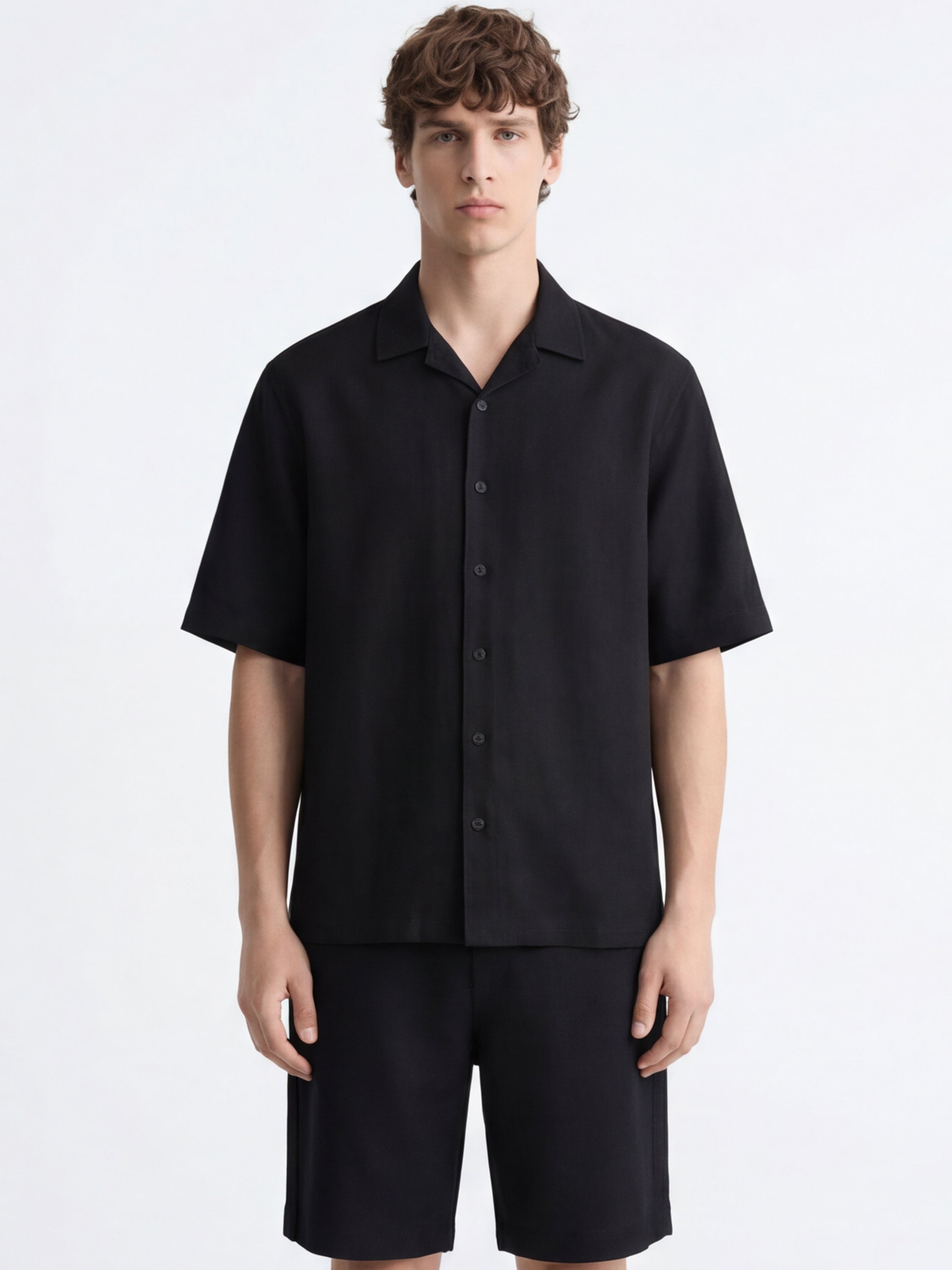 Highlander Men Black Shirt With Shorts Co-Ords - Black - Image 1