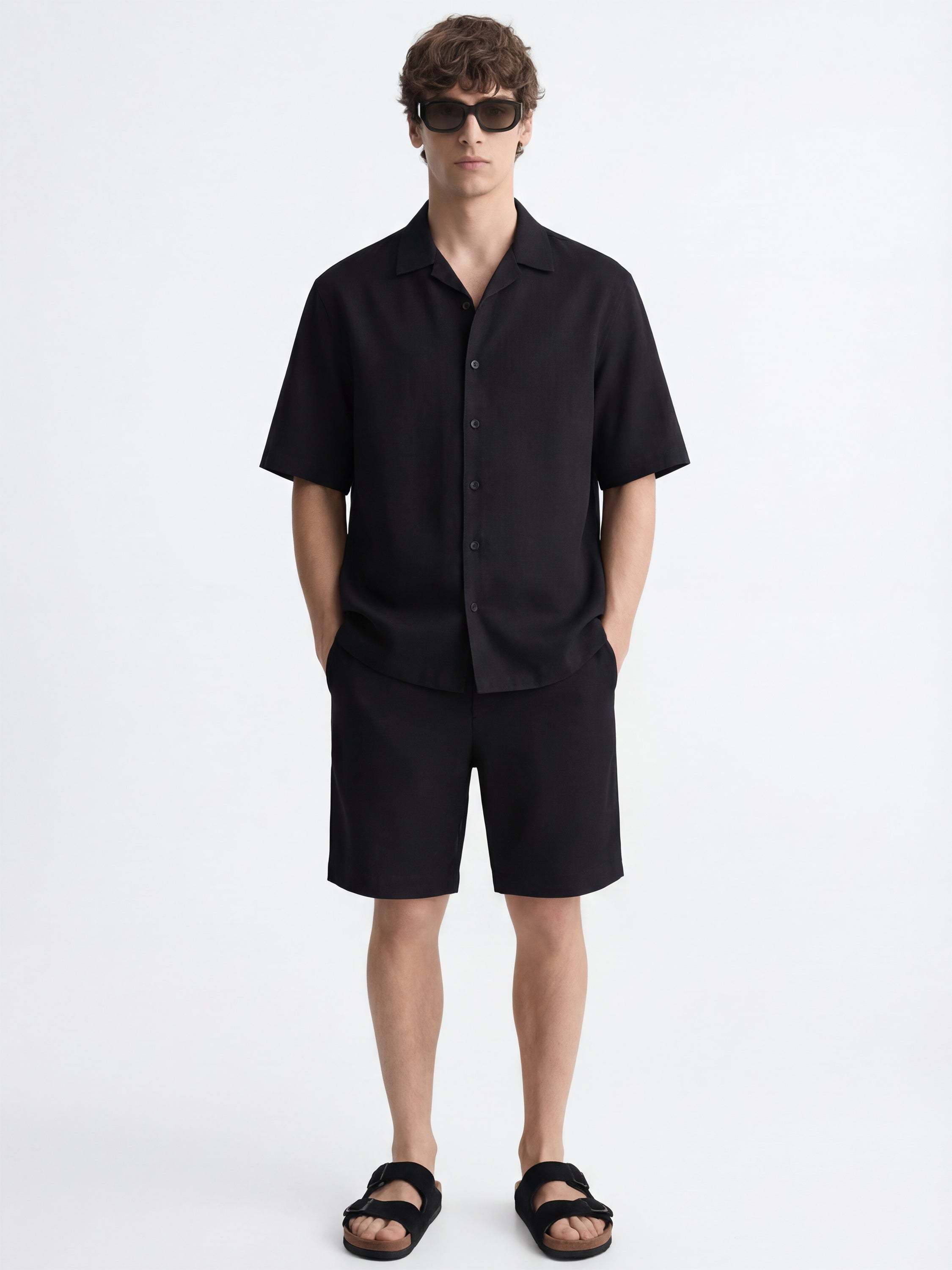 Highlander Men Black Shirt With Shorts Co-Ords - Black - Image 2