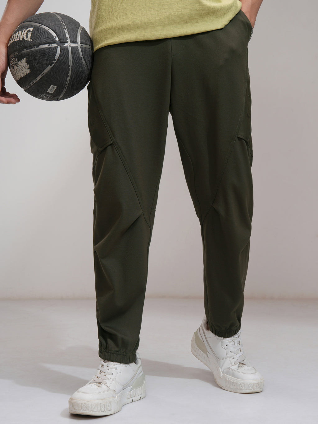 Highlander Men Olive Tapered Fit Solid Joggers - Olive - Image 1