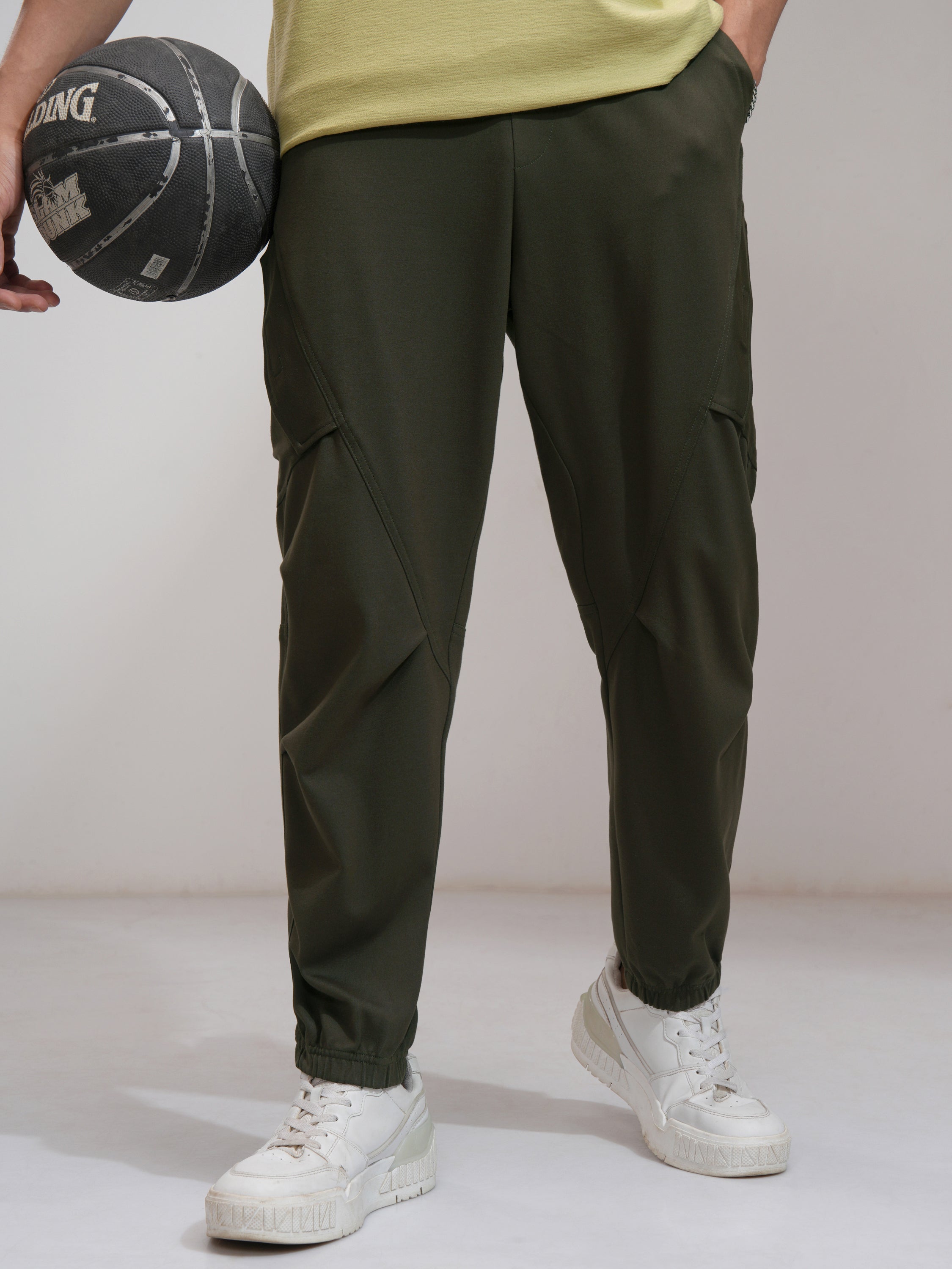 Highlander Men Olive Tapered Fit Solid Joggers - Olive - Image 1