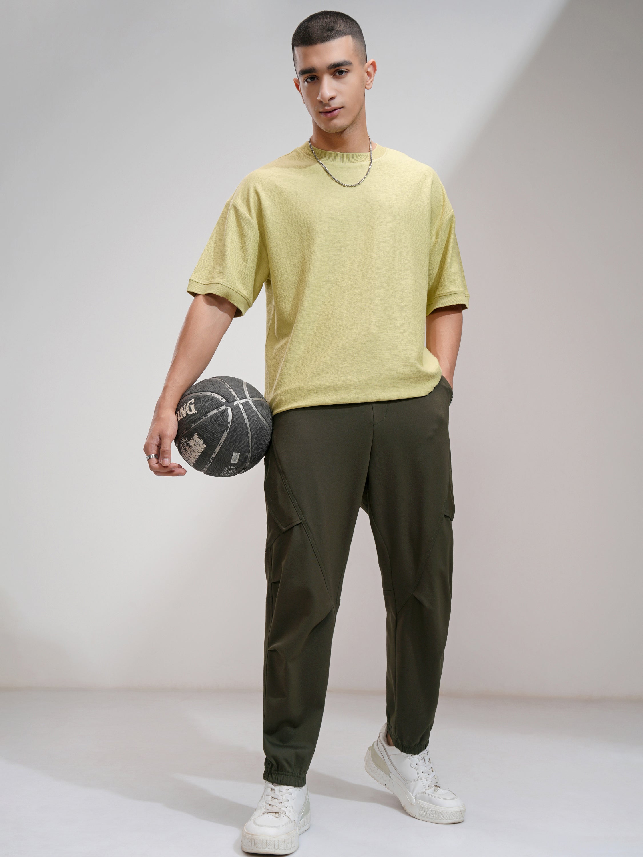Highlander Men Olive Tapered Fit Solid Joggers - Olive - Image 2