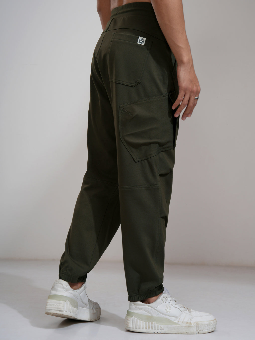 Highlander Men Olive Tapered Fit Solid Joggers - Olive - Image 3