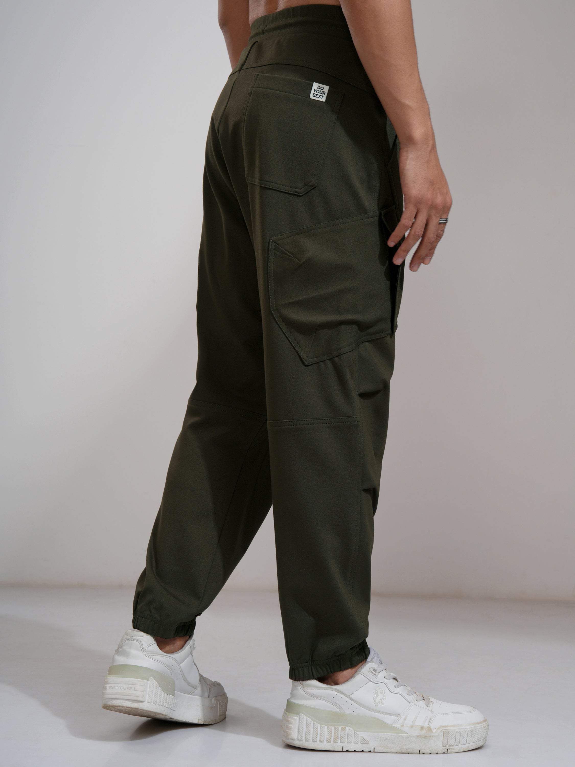 Highlander Men Olive Tapered Fit Solid Joggers - Olive - Image 3