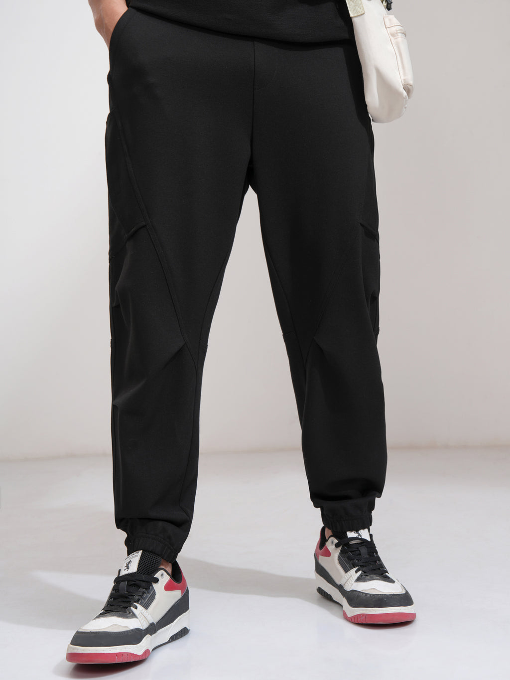 Highlander Men Black Tapered Fit Solid Joggers - Black - Image 1