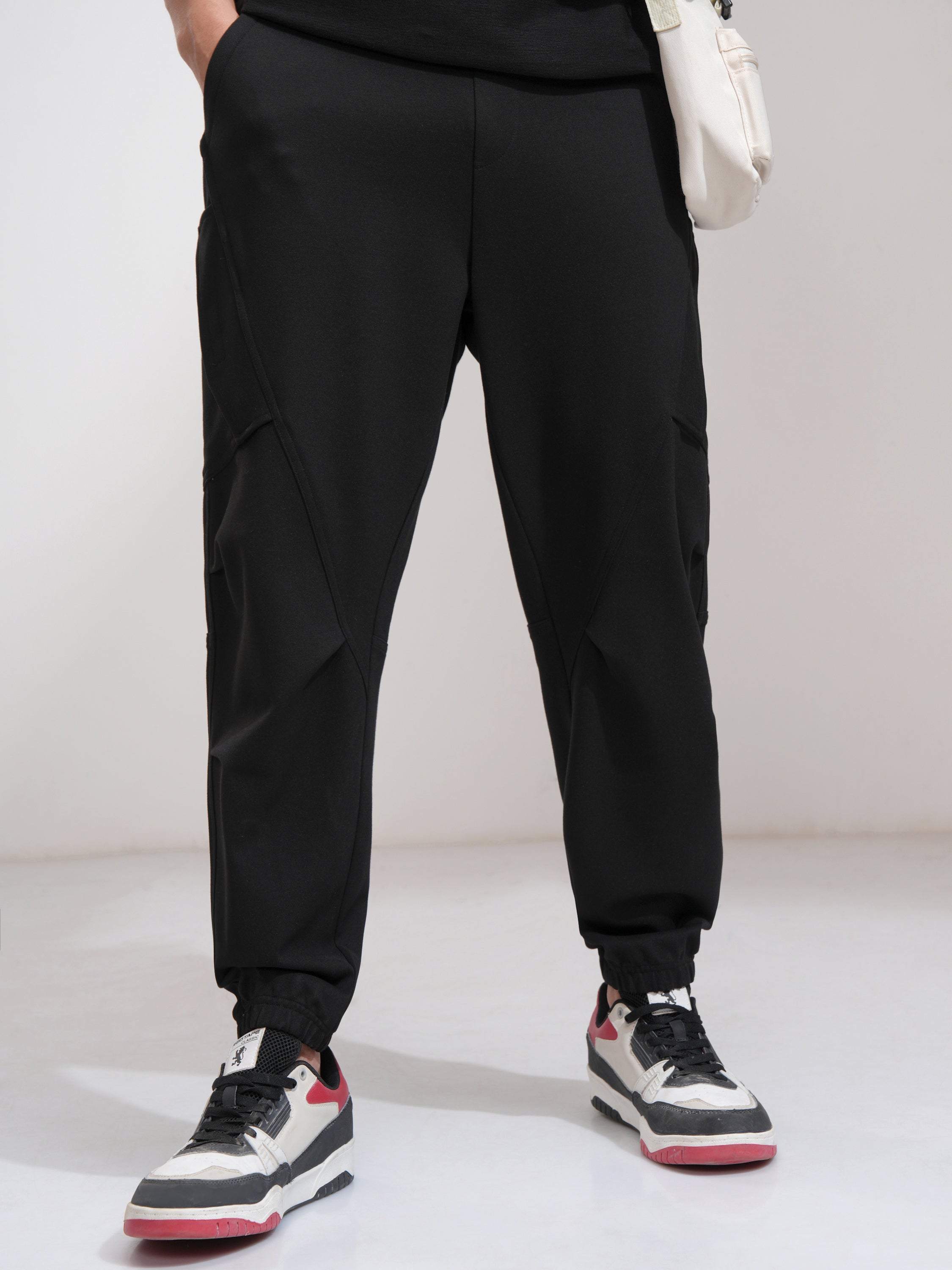 Highlander Men Black Tapered Fit Solid Joggers - Black - Image 1