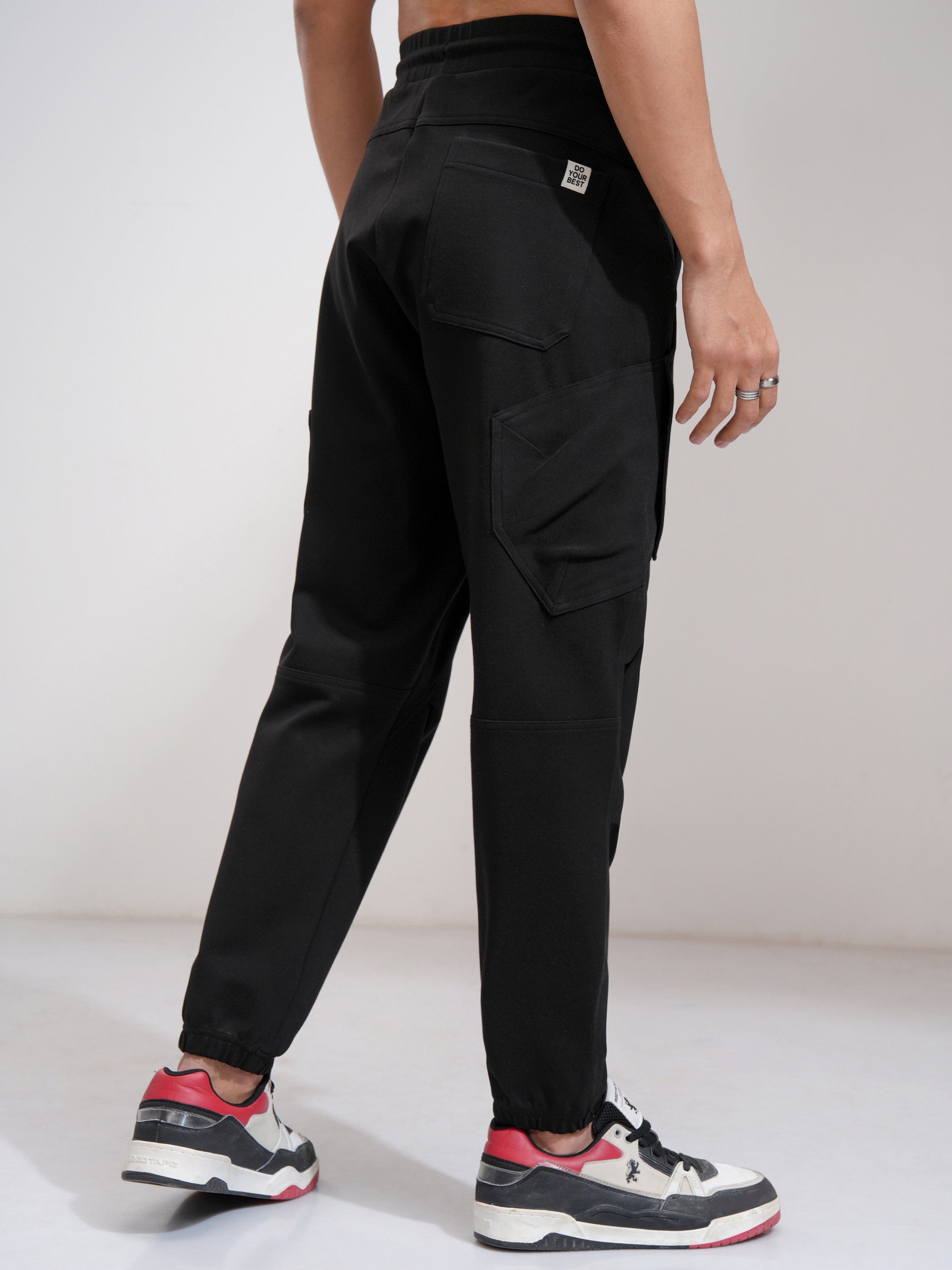 Highlander Men Black Tapered Fit Solid Joggers - Black - Image 3