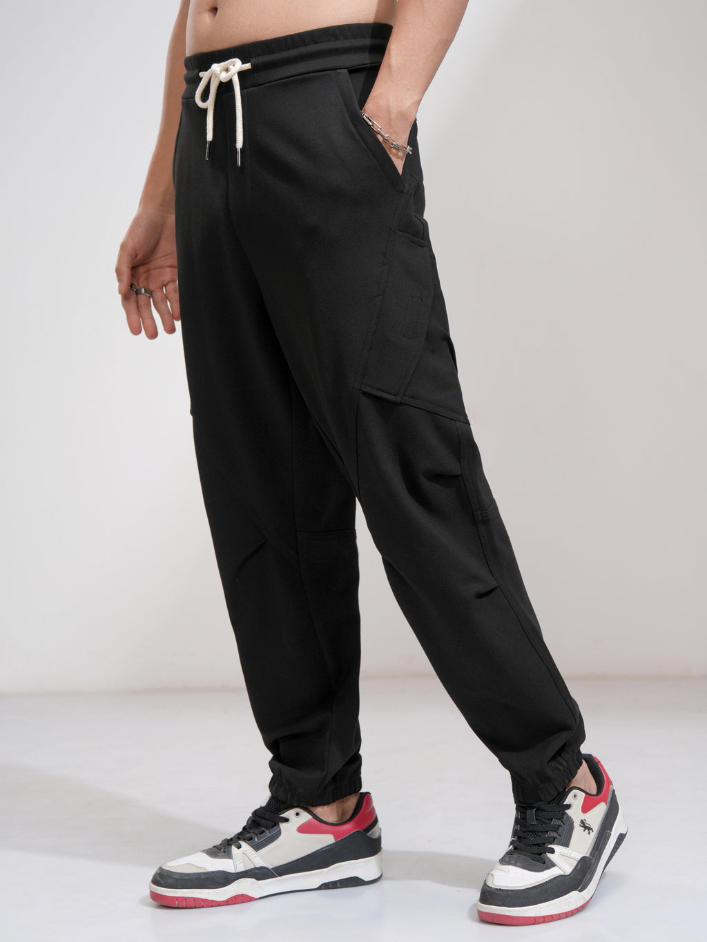 Highlander Men Black Tapered Fit Solid Joggers - Black - Image 4