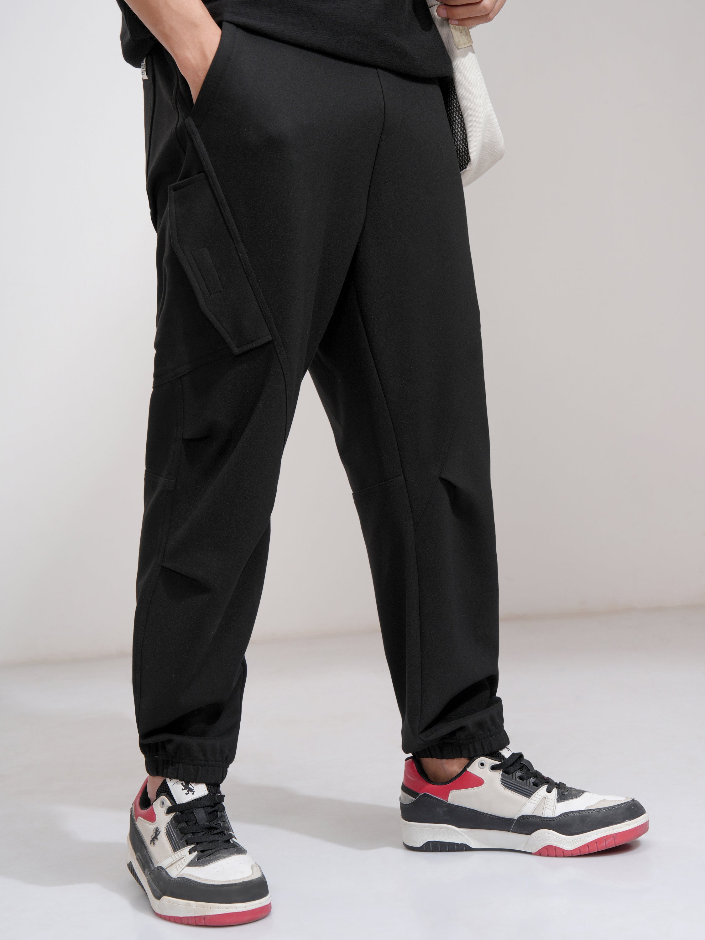 Highlander Men Black Tapered Fit Solid Joggers - Black - Image 6