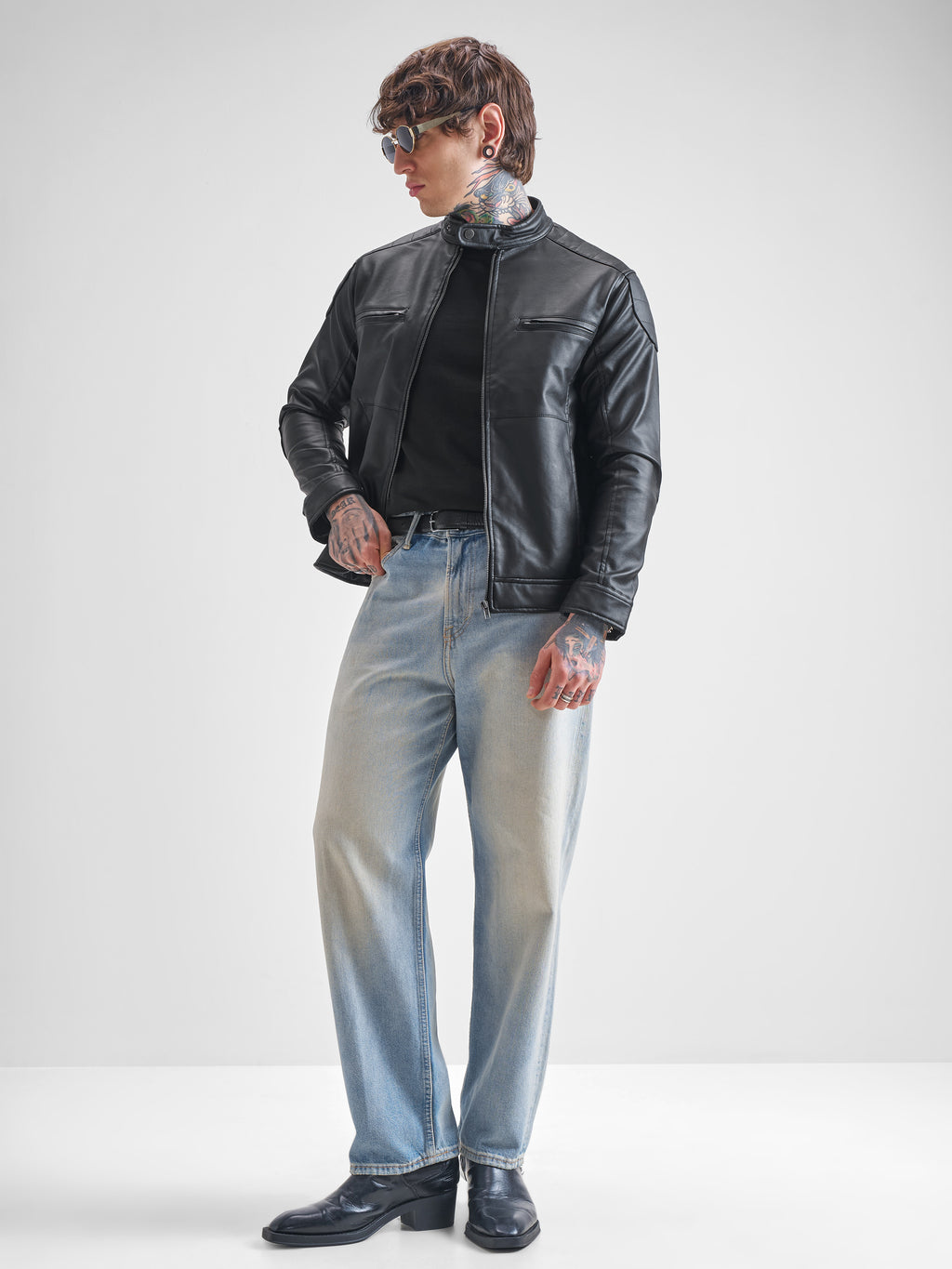 Highlander Men Black Solid Biker Jacket - Black - Image 2