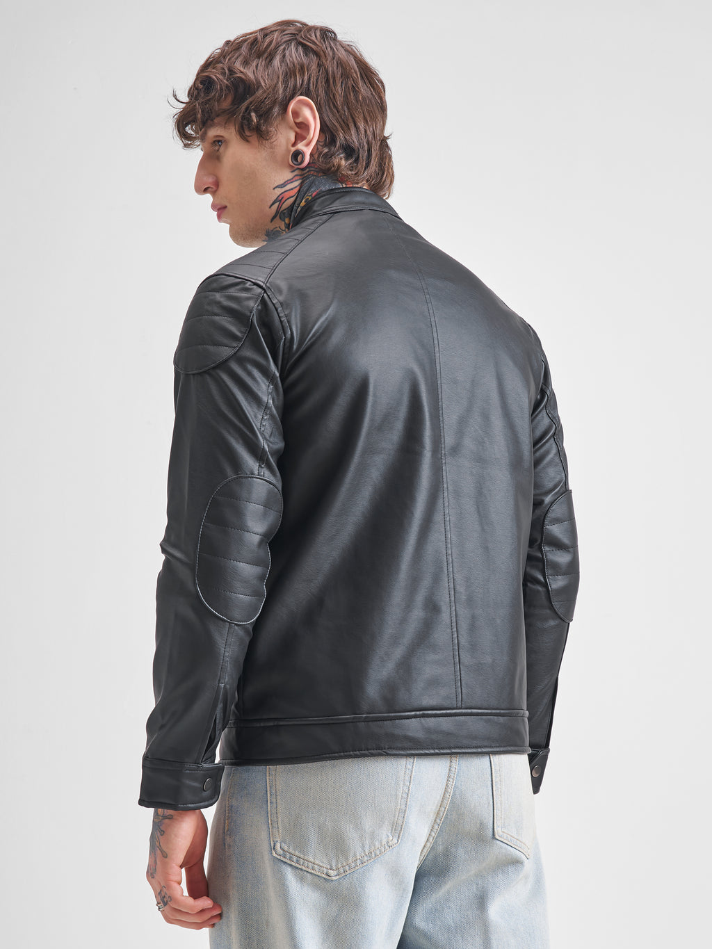 Highlander Men Black Solid Biker Jacket - Black - Image 3