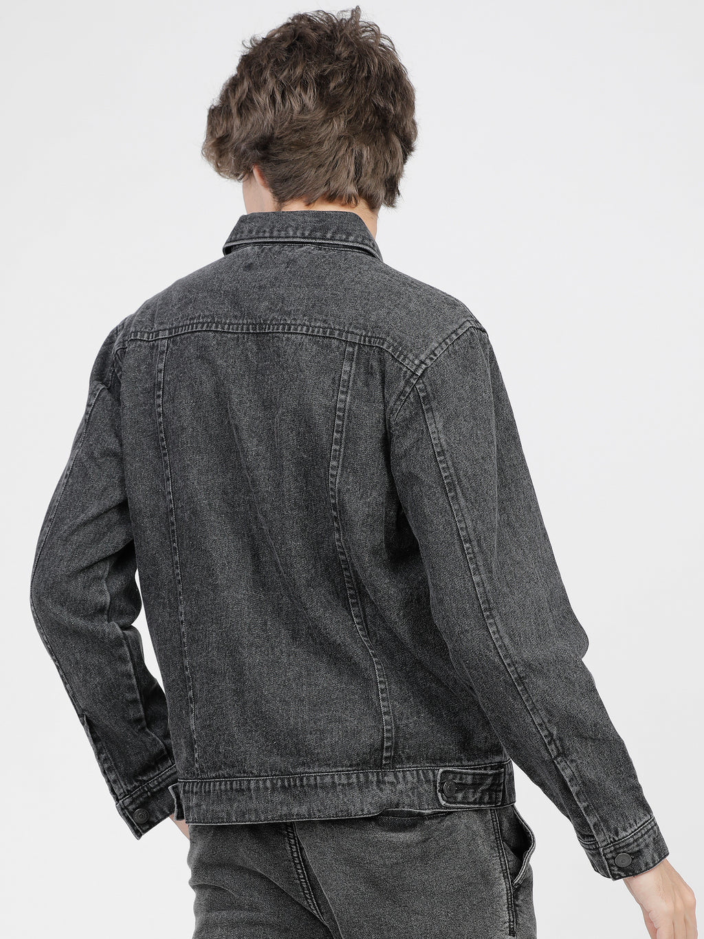 Highlander Men Grey Solid Denim Jacket - Grey - Image 3