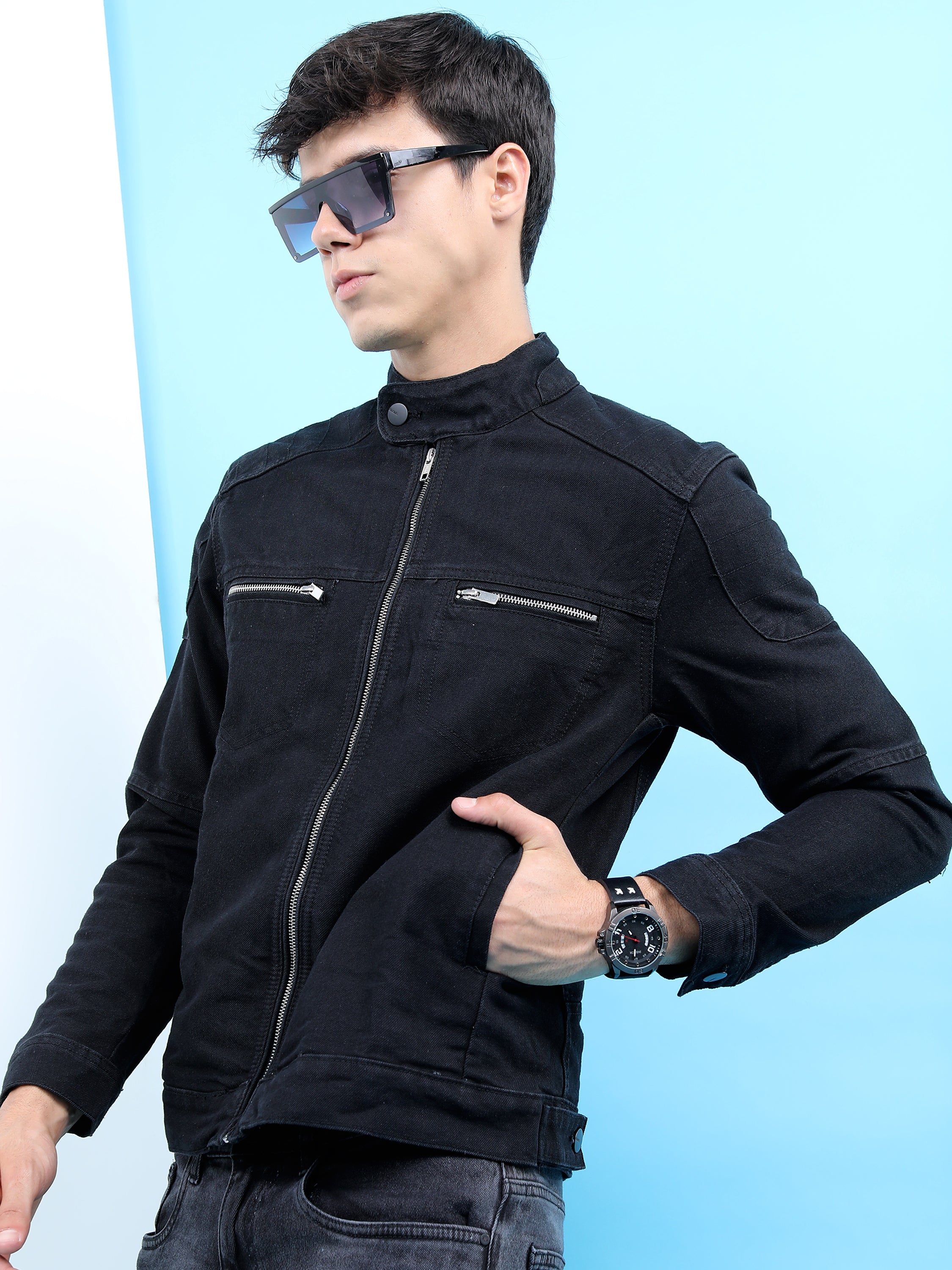 Highlander Men Black Solid Tailored Jacket - Black - Image 4