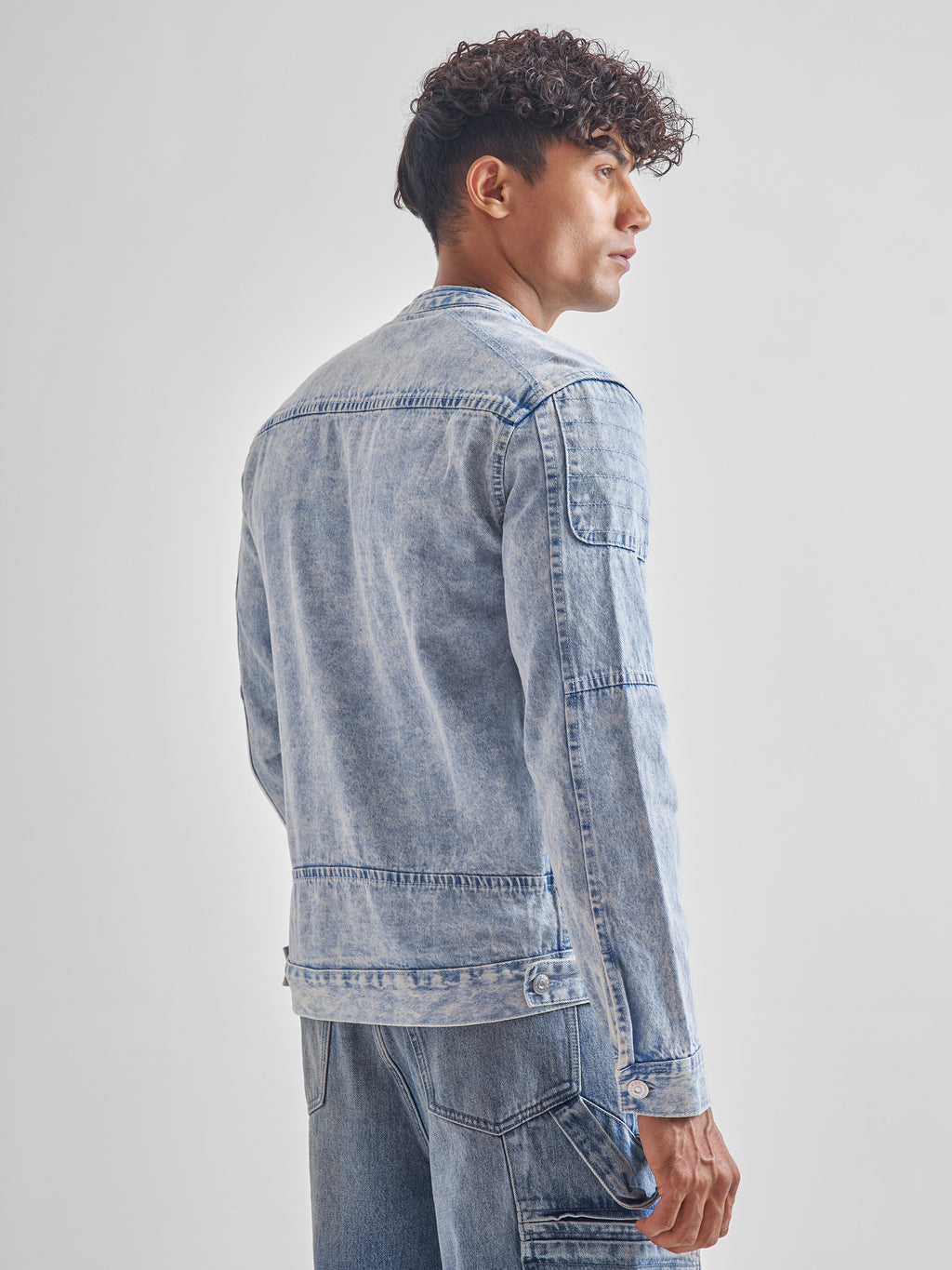 Highlander Men Blue Solid Denim Jacket - Blue - Image 3