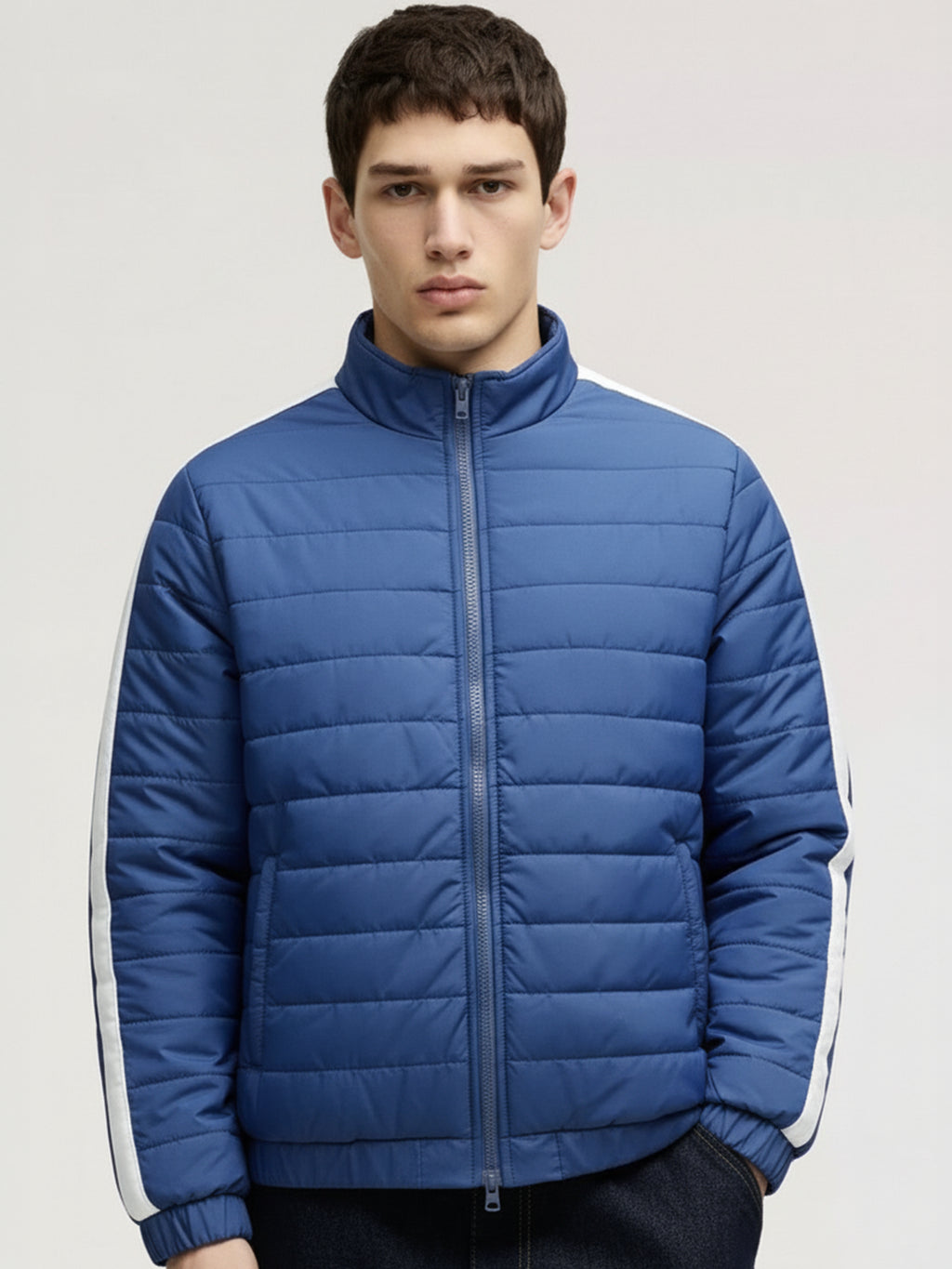 Highlander Men Blue Solid Puffer Jacket - Blue - Image 1