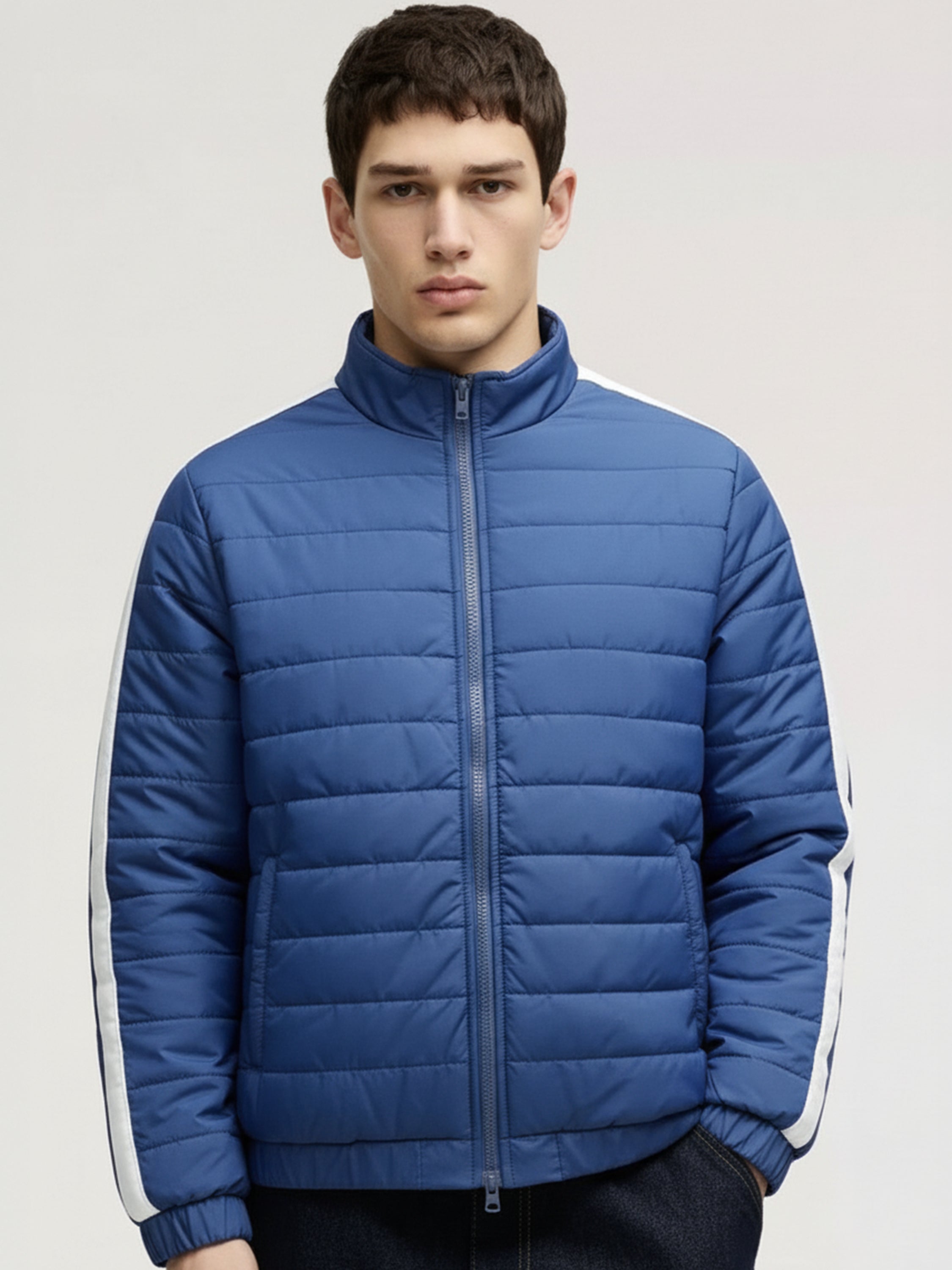 Highlander Men Blue Solid Puffer Jacket - Blue - Image 1