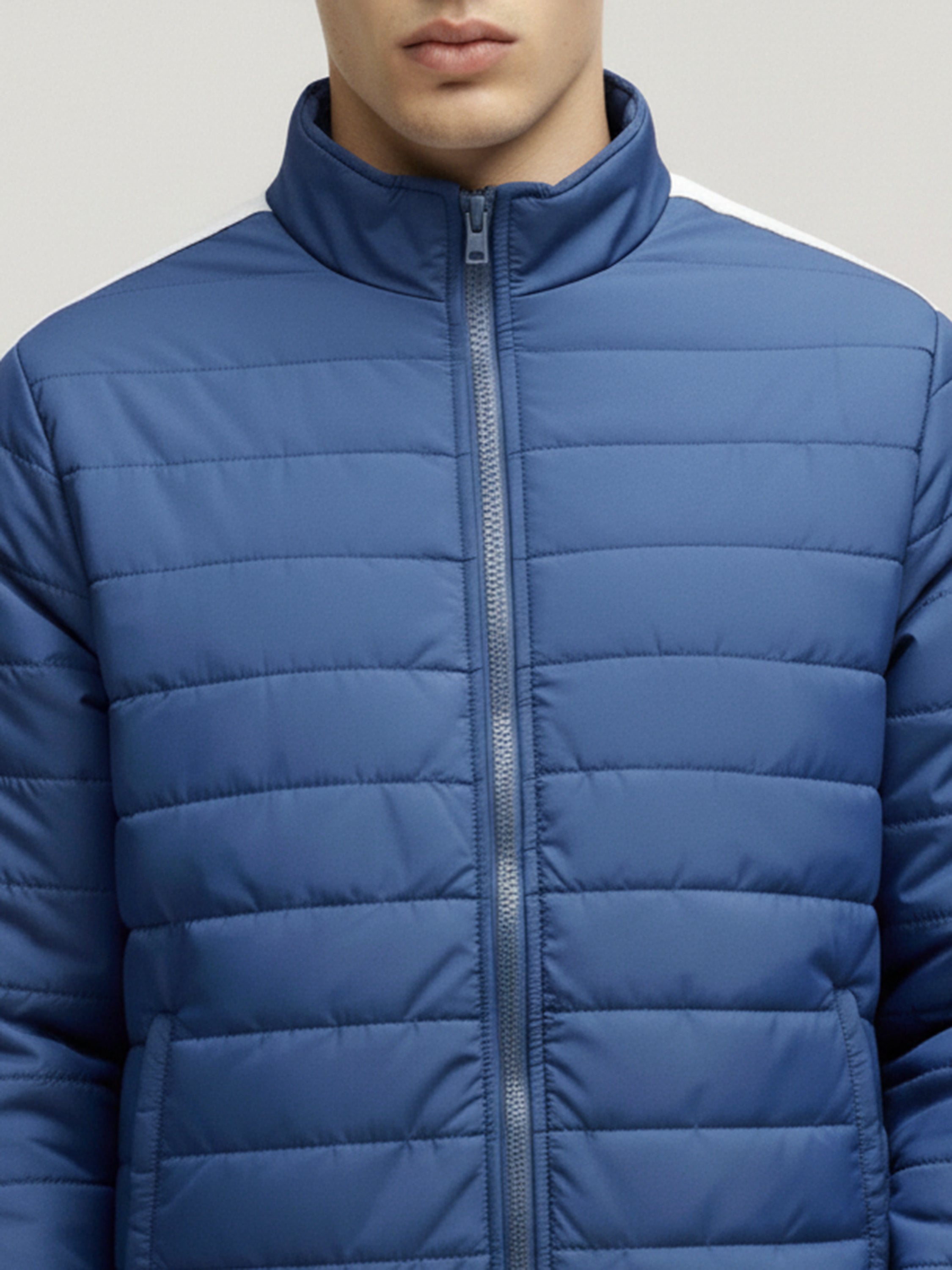 Highlander Men Blue Solid Puffer Jacket - Blue - Image 6