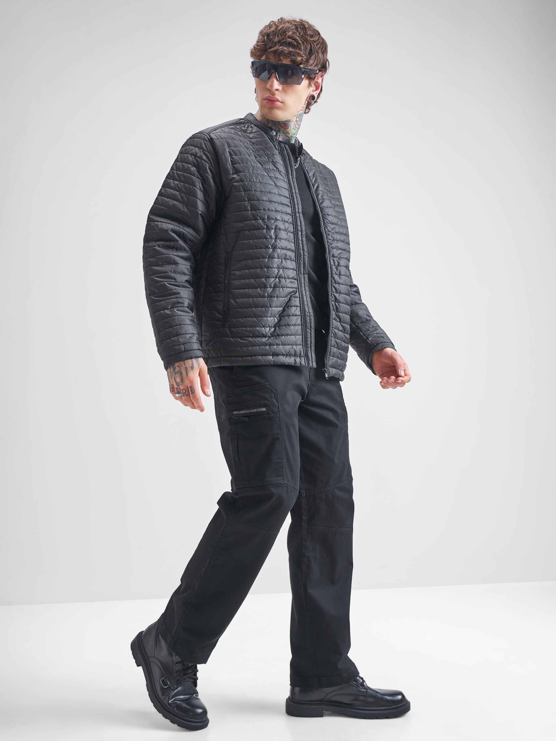 Highlander Men Black Solid Puffer Jacket - Black - Image 2