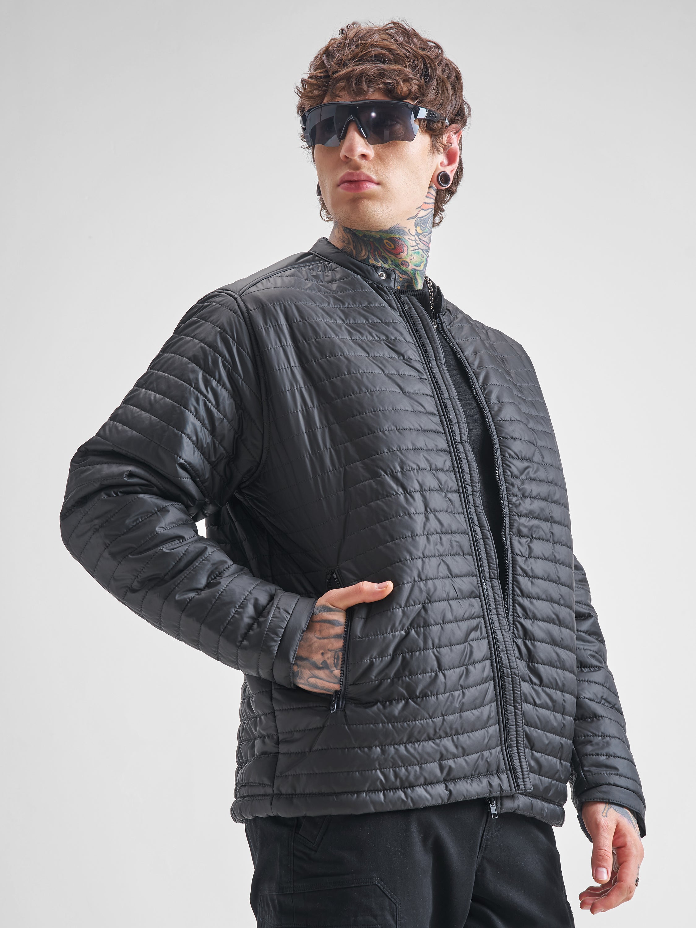 Highlander Men Black Solid Puffer Jacket - Black - Image 6