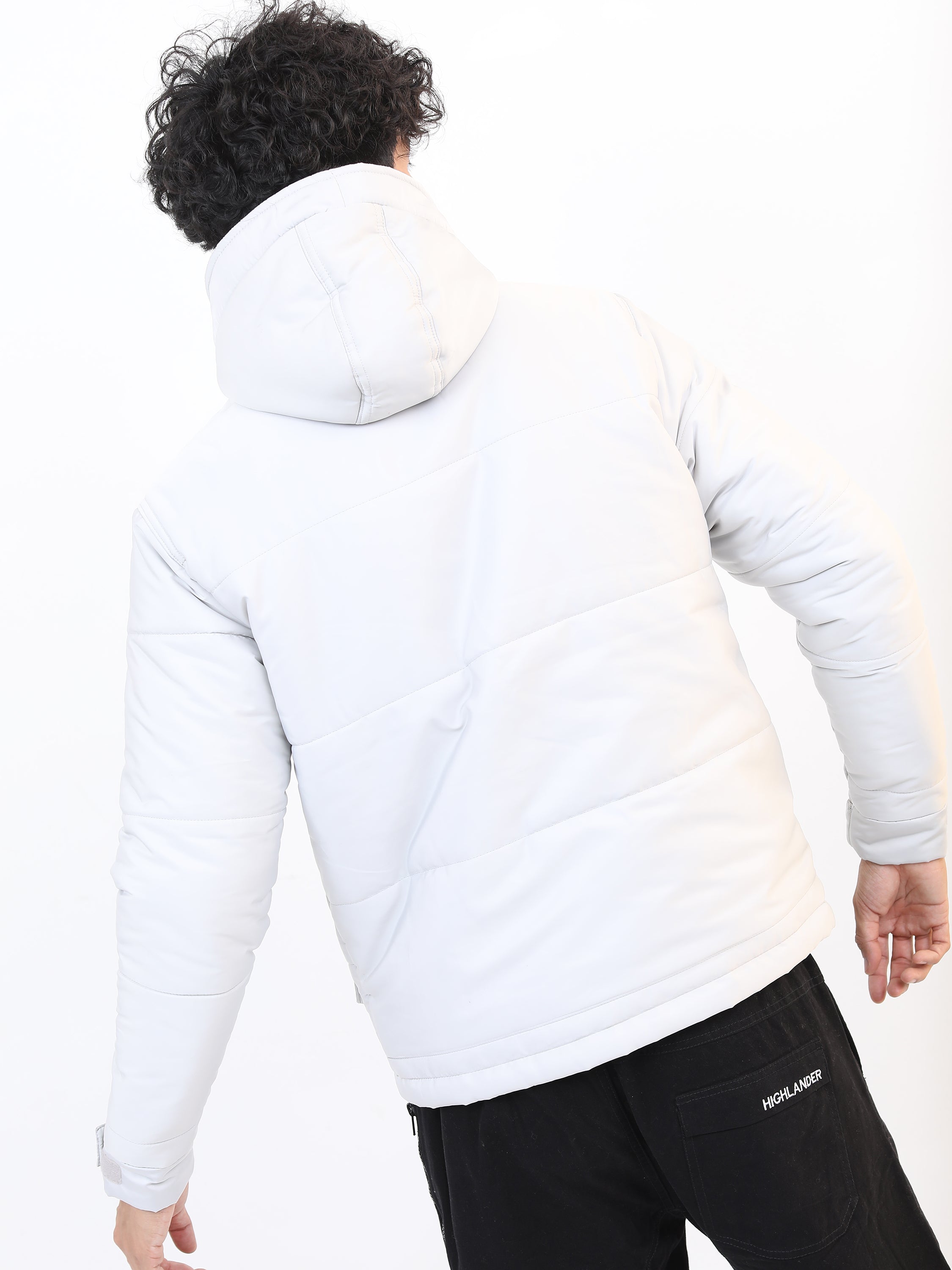 Light Grey Regular Fit Puffer Jacket - Grey - Image 3