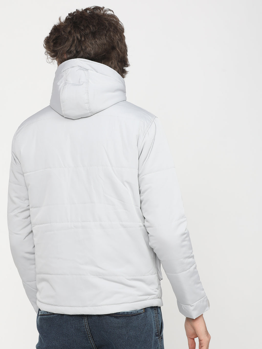 Light Grey Regular Fit Puffer Jacket - Grey - Image 7