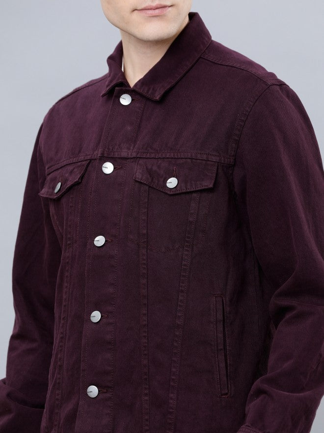 Plum Trucker Fit Denim Jacket - Purple - Image 4
