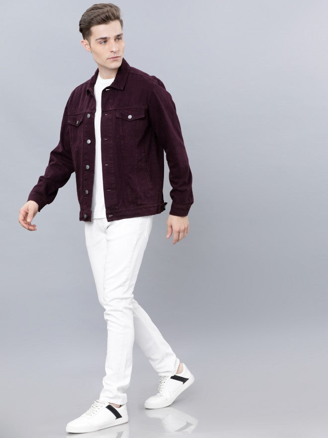 Plum Trucker Fit Denim Jacket - Purple - Image 5