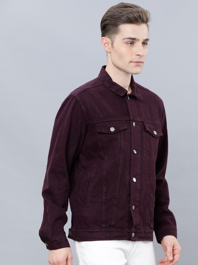 Plum Trucker Fit Denim Jacket - Purple - Image 6