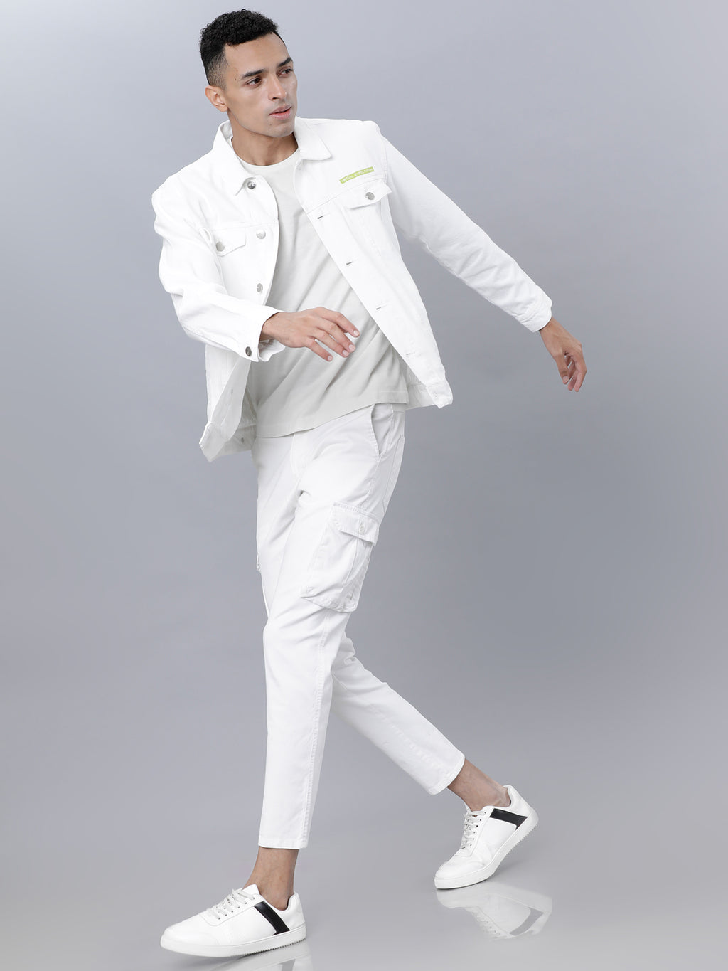 White Trucker Fit Denim Jacket - White - Image 5