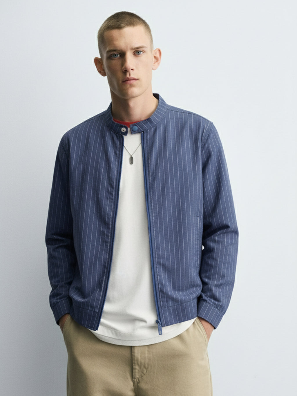 HIGHLANDER Men violet Striped Bomber Jacket - violet - Image 1