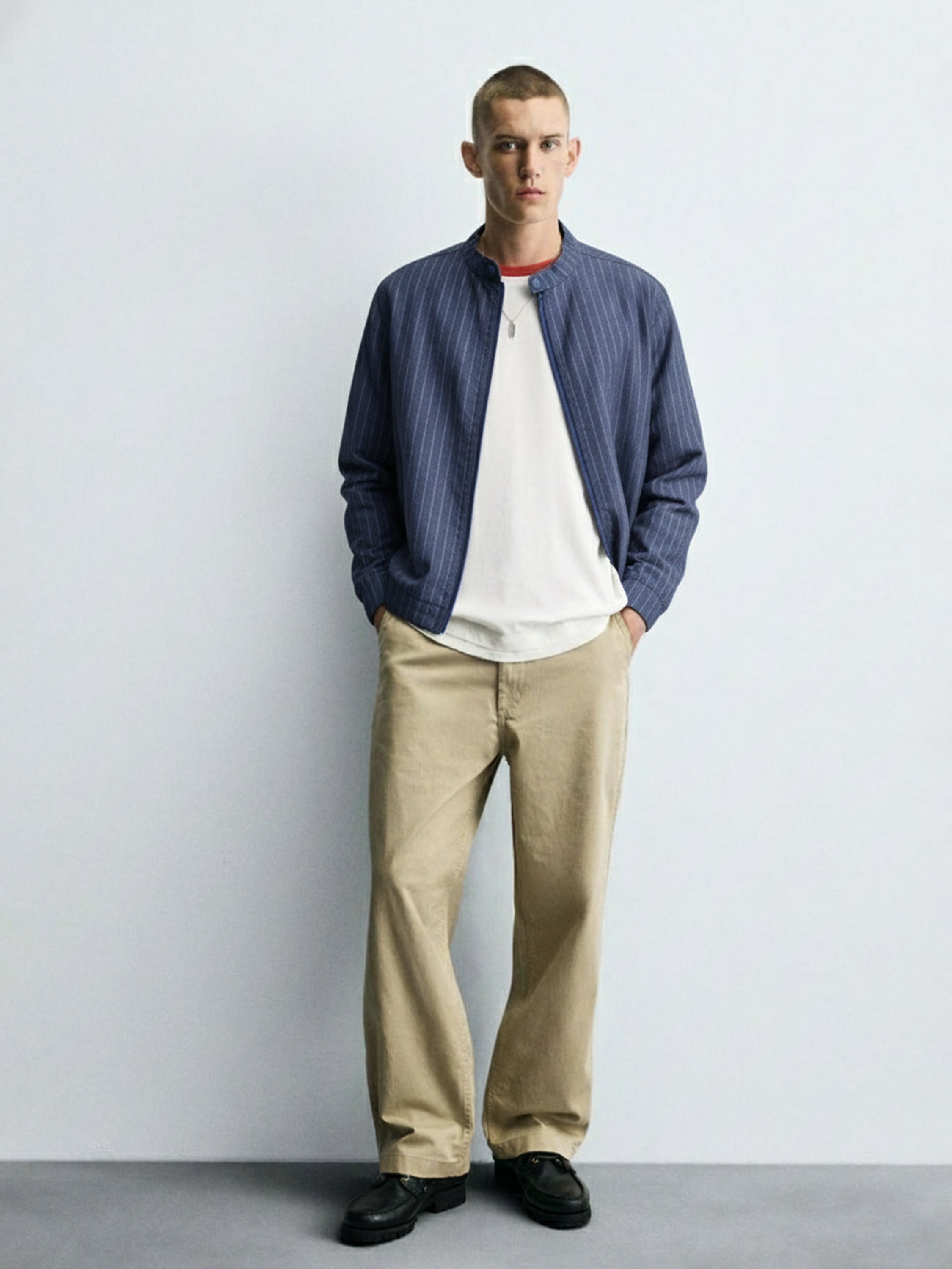 HIGHLANDER Men violet Striped Bomber Jacket - violet - Image 2