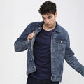 Highlander Men Blue Printed Denim Jacket - Blue - Image 1