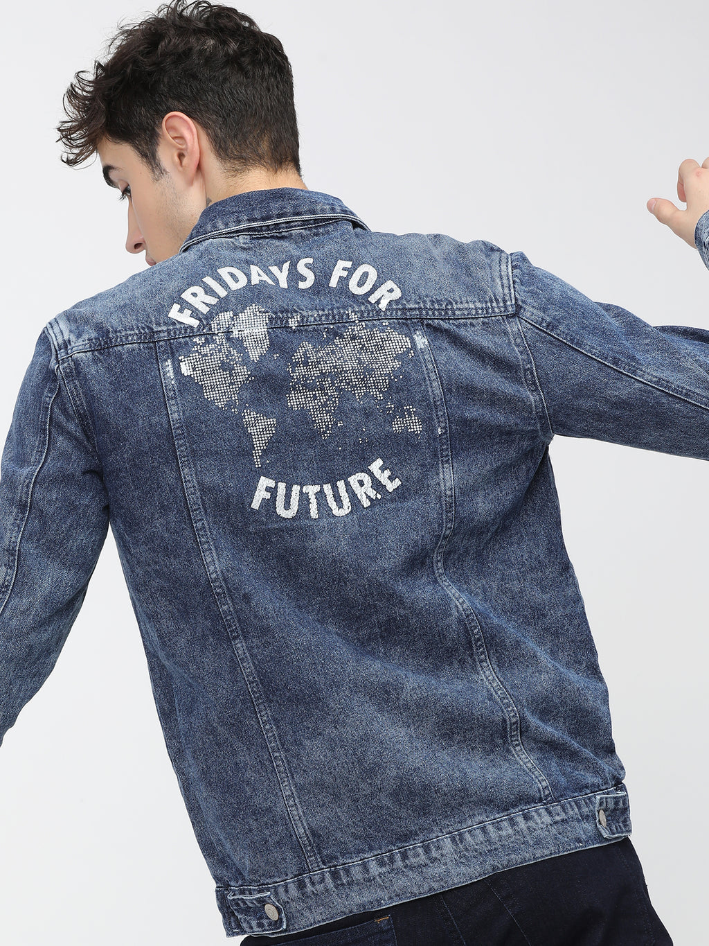 Highlander Men Blue Printed Denim Jacket - Blue - Image 2