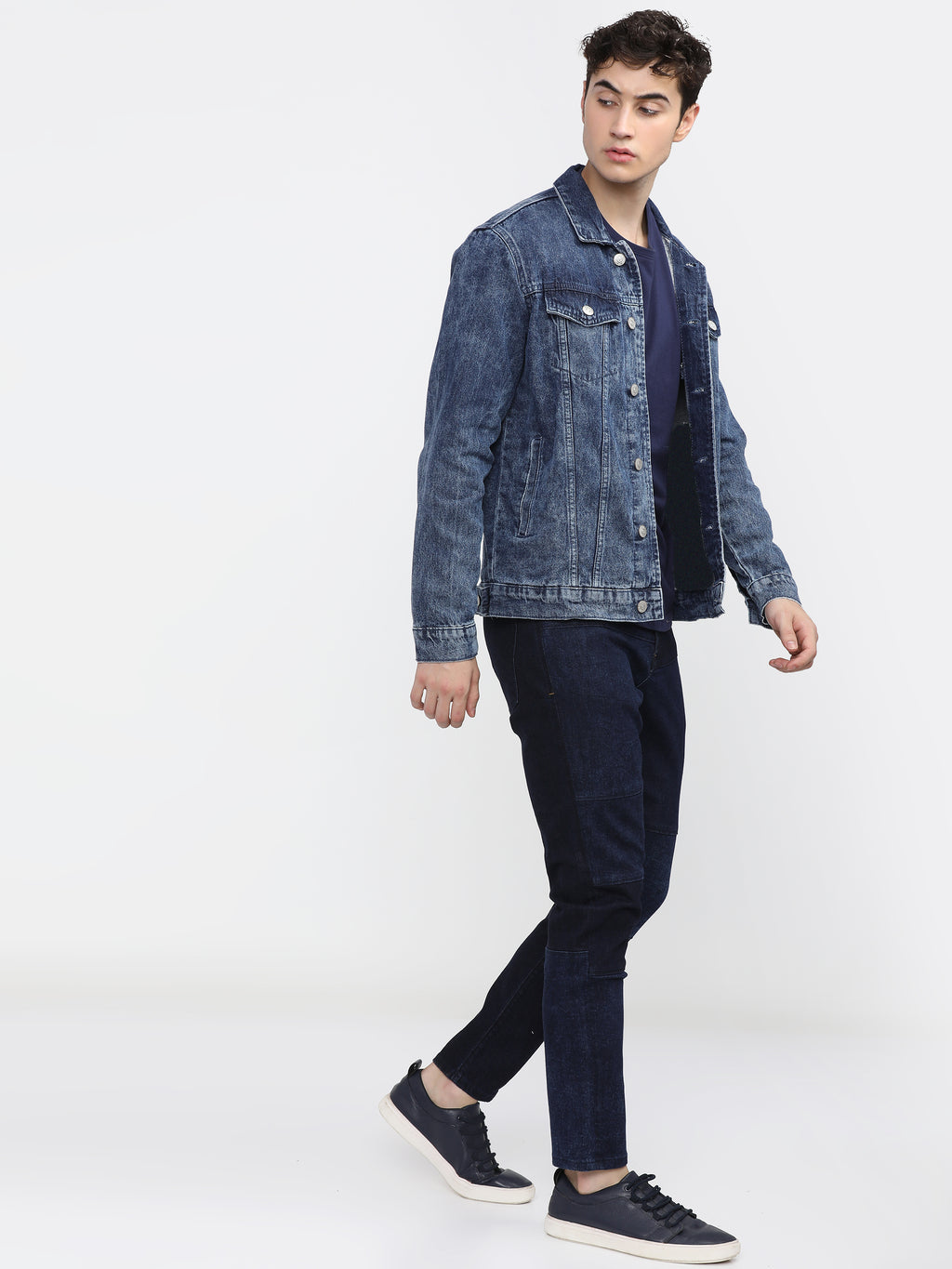 Highlander Men Blue Printed Denim Jacket - Blue - Image 5