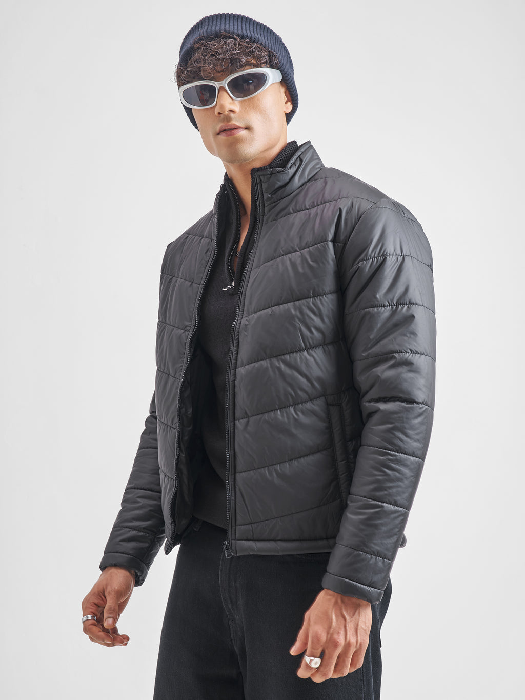 Highlander Mens Black Puffer Jacket - Black - Image 4